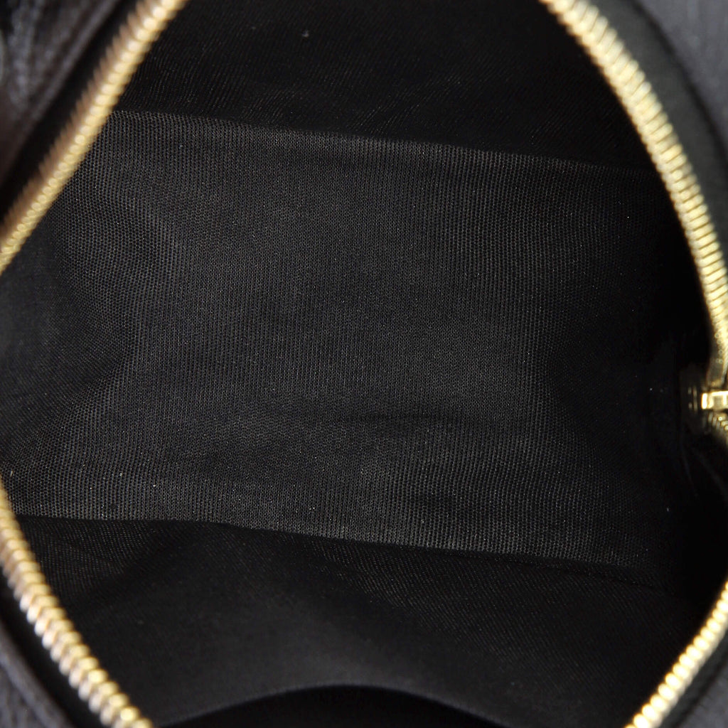 Filigree Round Clutch with Chain Quilted Caviar Mini
