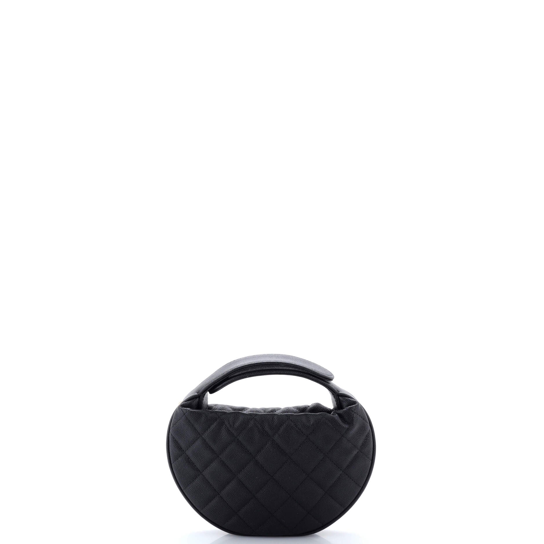 Double Chain Bow Hobo Pouch Quilted Caviar Mini