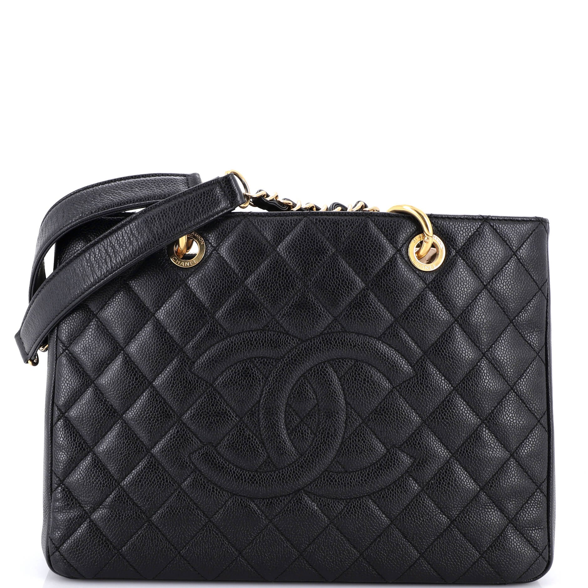 Grand Shopping Tote Quilted Caviar