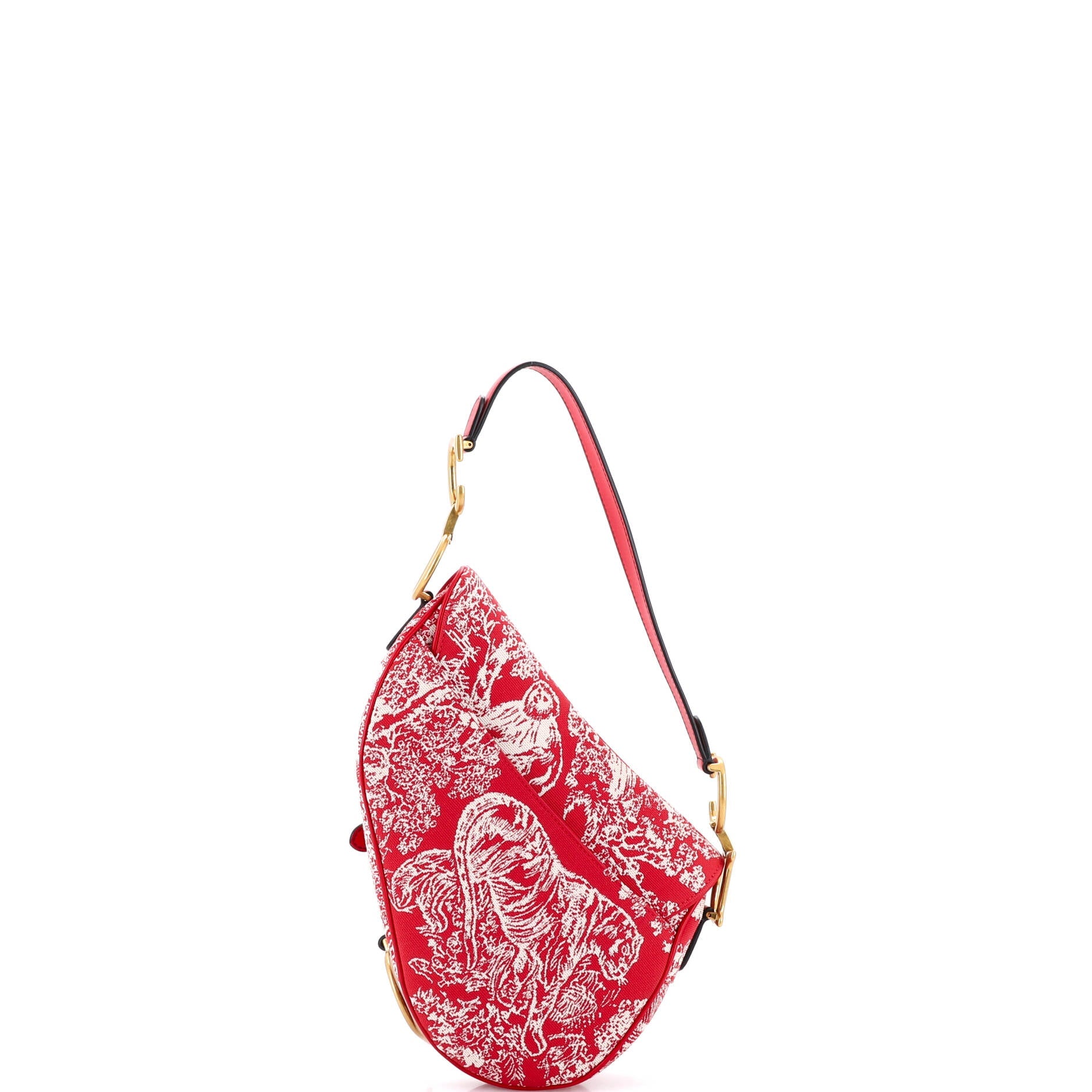 Toile De Jouy Saddle Bag Embroidered Canvas Medium