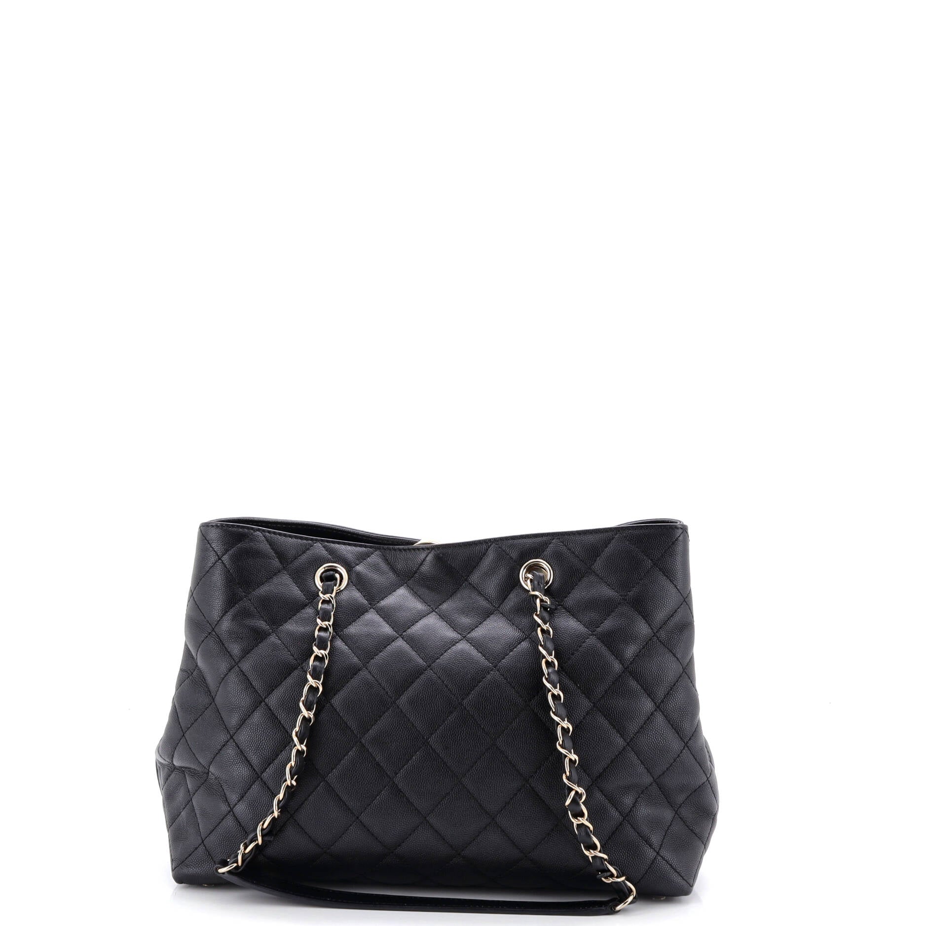 Classic CC Shopping Tote Quilted Caviar Medium