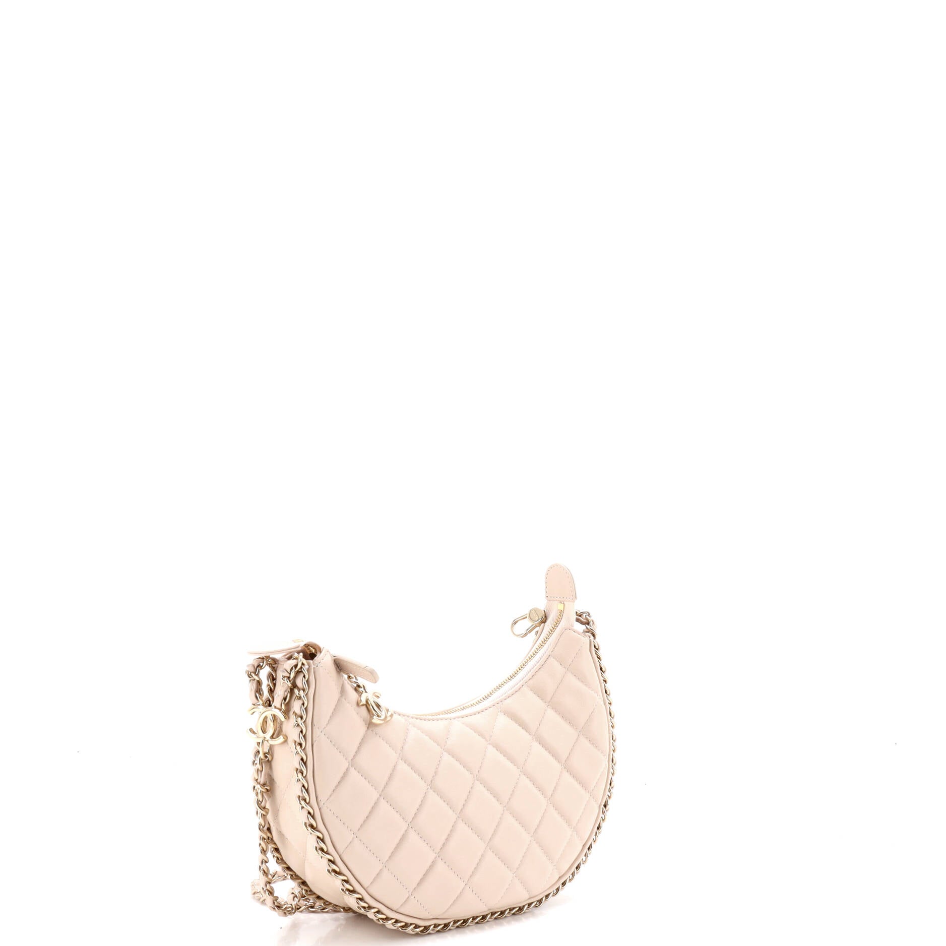 Chain Around Hook Hobo Quilted Lambskin Small