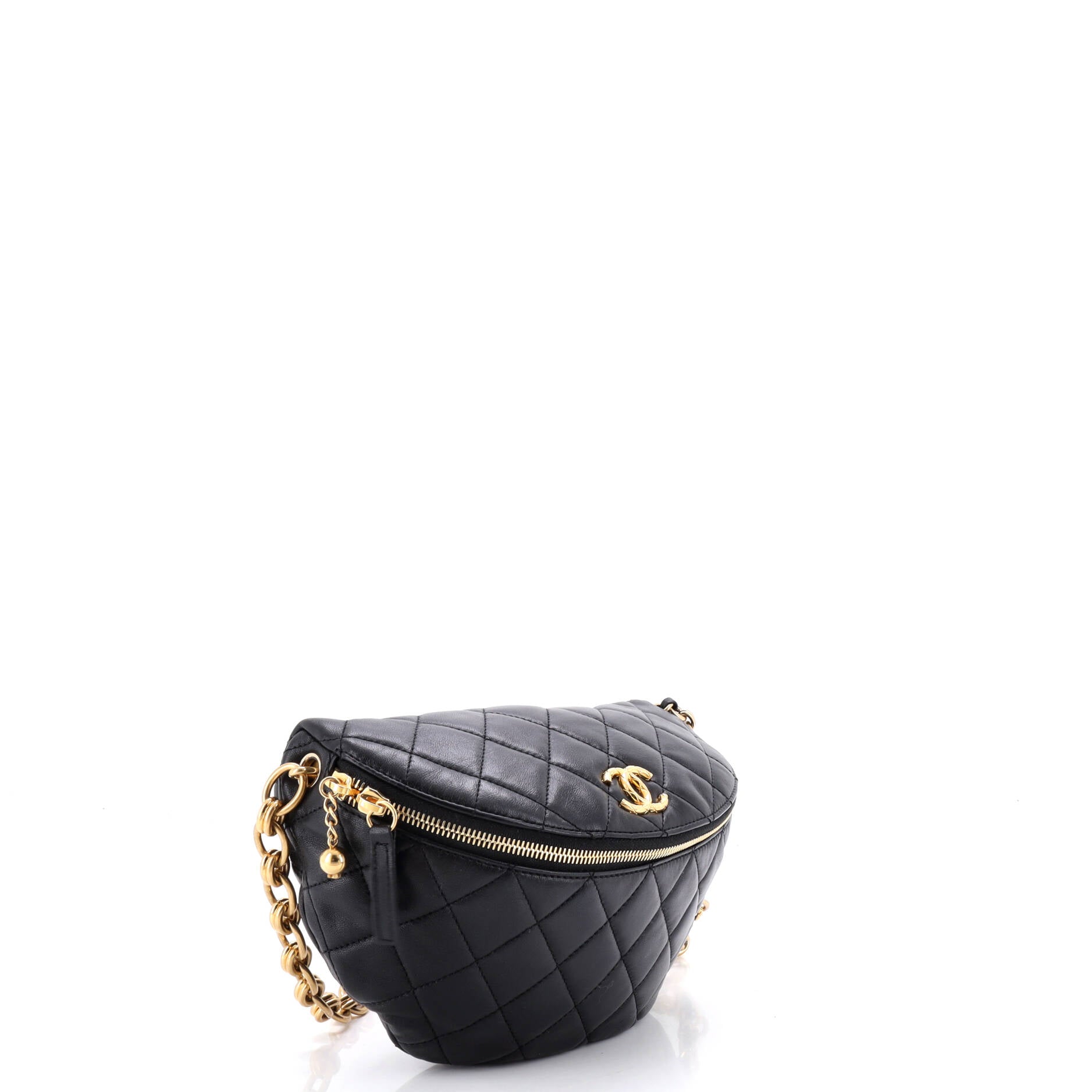 Jeweled CC Waist Bag Quilted Lambskin with Faux Pearls
