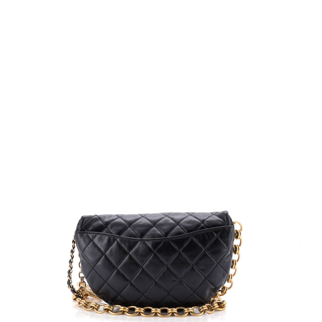 Jeweled CC Waist Bag Quilted Lambskin with Faux Pearls