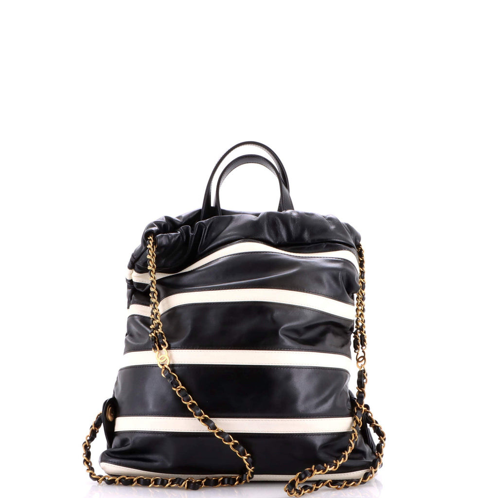 22 Chain Backpack Striped Shiny Calfskin Medium