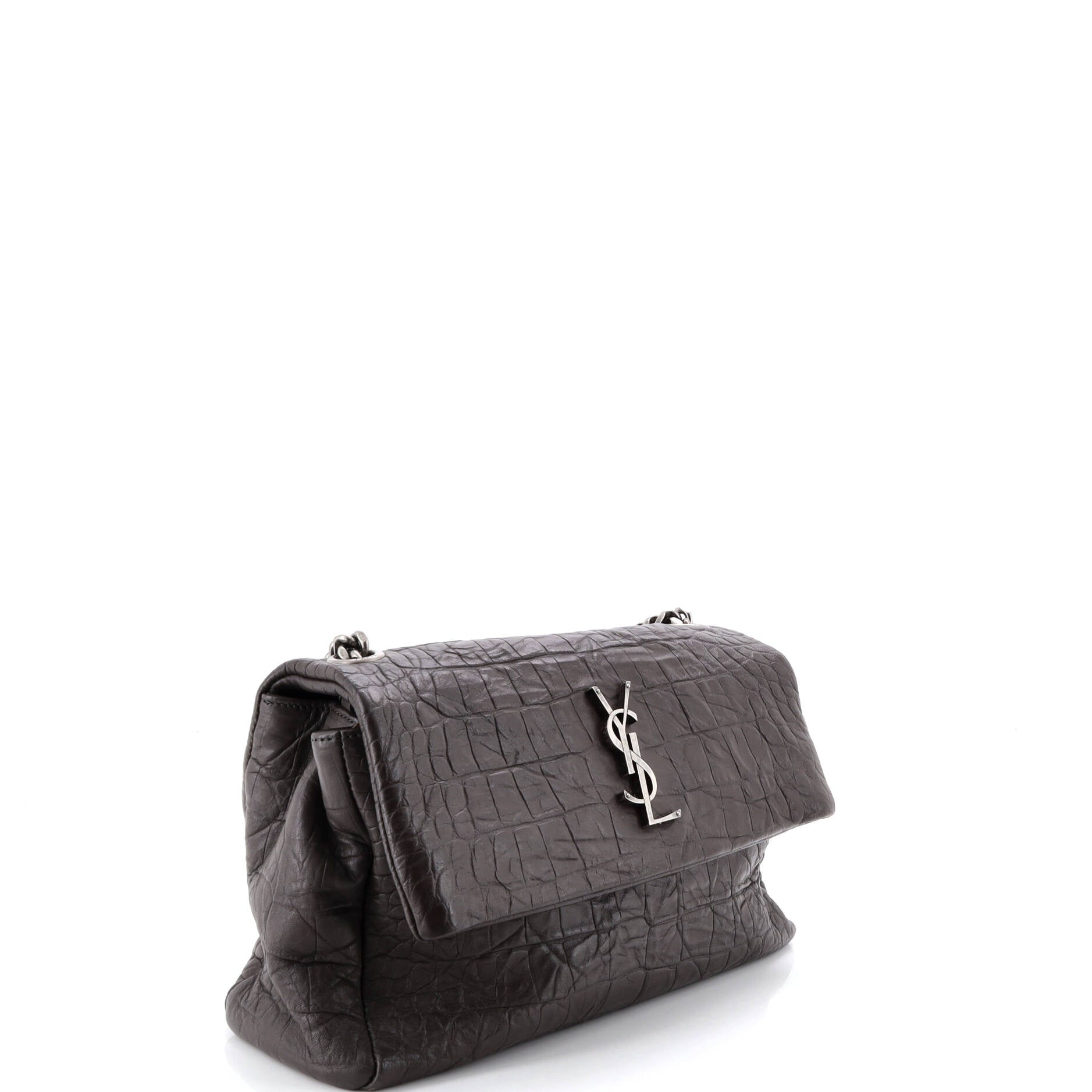 West Hollywood Shoulder Bag Crocodile Embossed Leather Medium