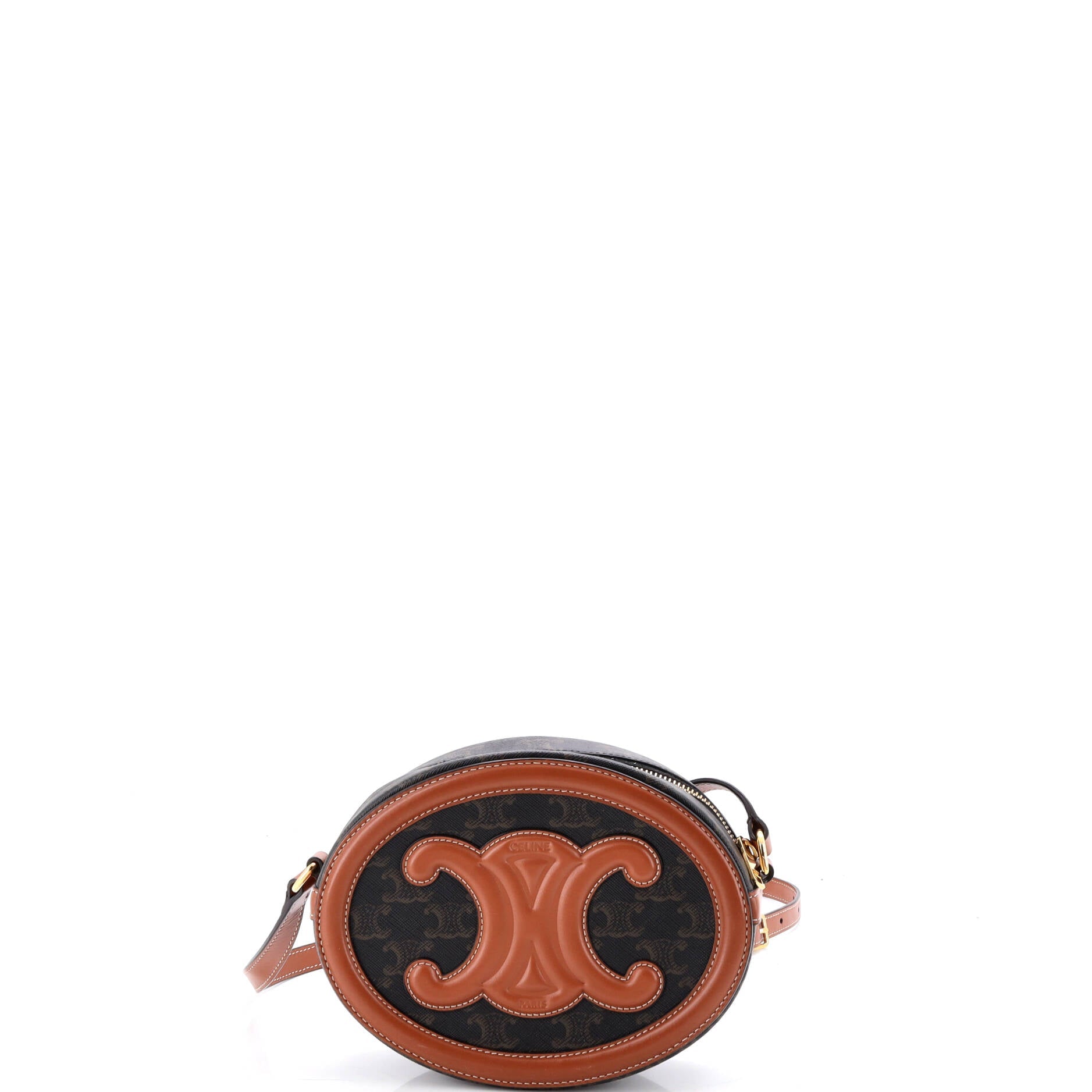 Triomphe Oval Crossbody Bag Triomphe Coated Canvas and Leather