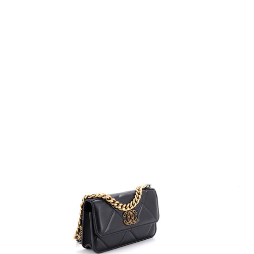 19 Flap Phone Holder with Chain Quilted Lambskin