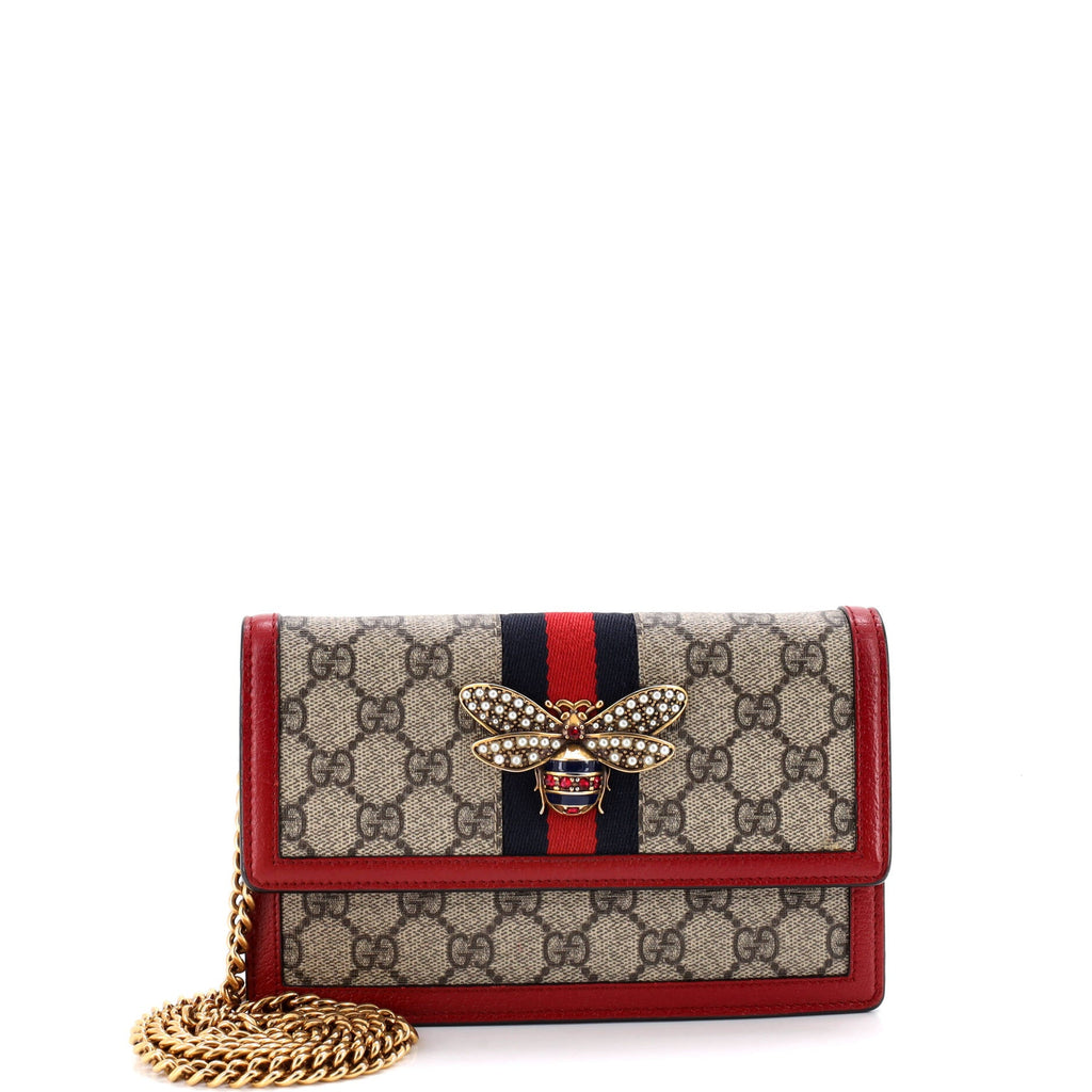 Queen Margaret Chain Wallet GG Coated Canvas Mini