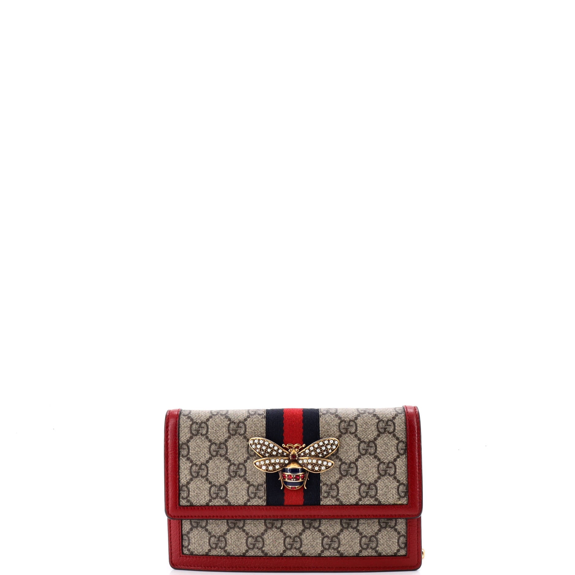 Queen Margaret Chain Wallet GG Coated Canvas Mini