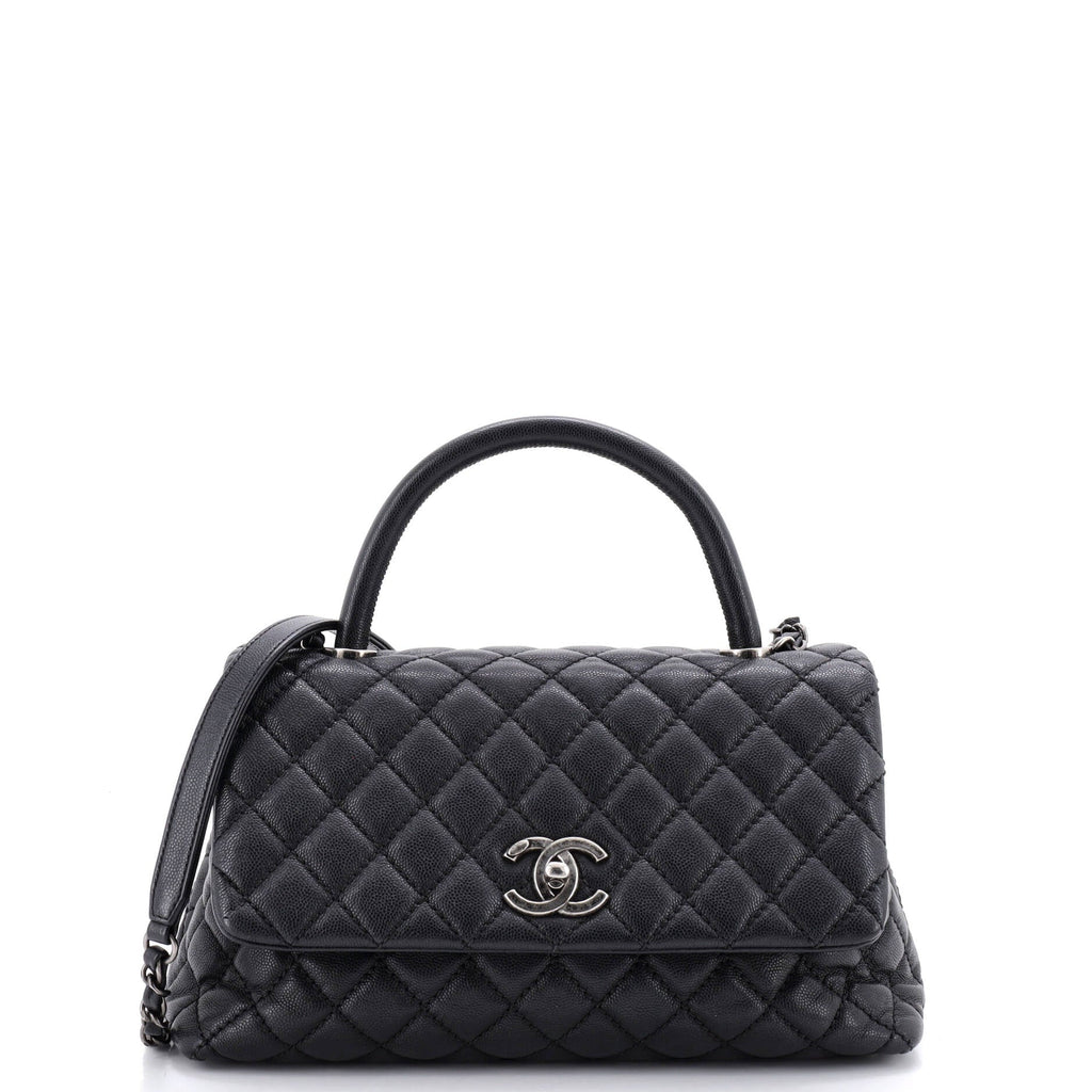 Coco Top Handle Bag Quilted Caviar Small