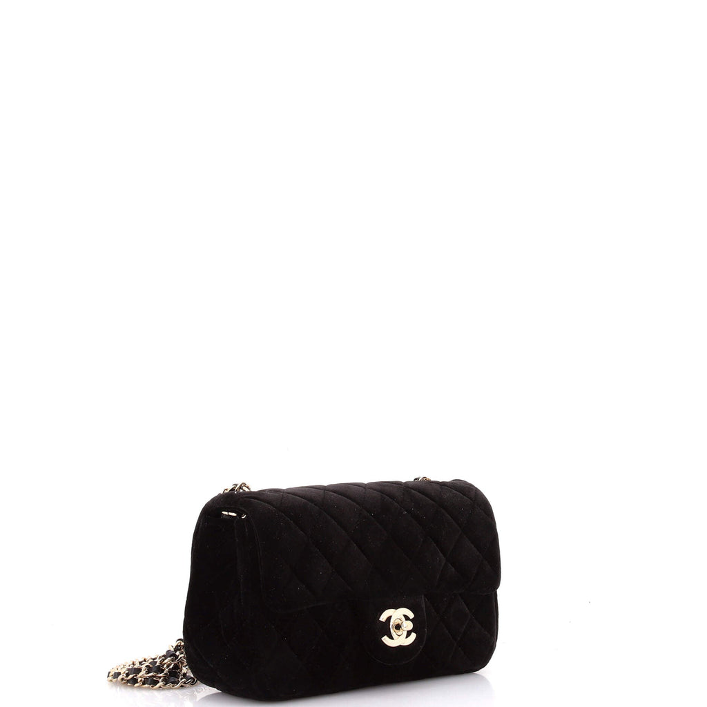 Pearl Crush Flap Bag Quilted Velvet with Crystal Detail Mini