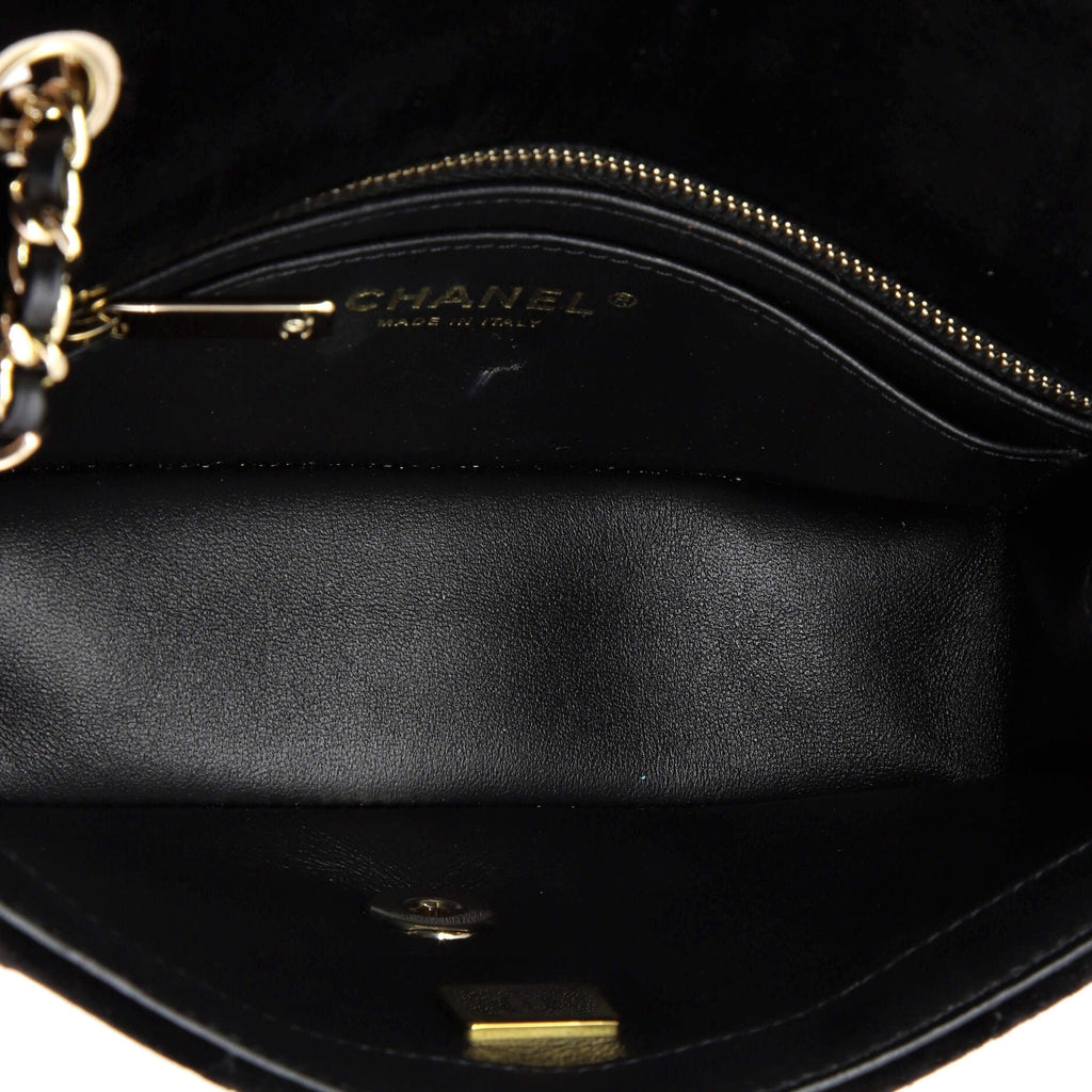 Pearl Crush Flap Bag Quilted Velvet with Crystal Detail Mini