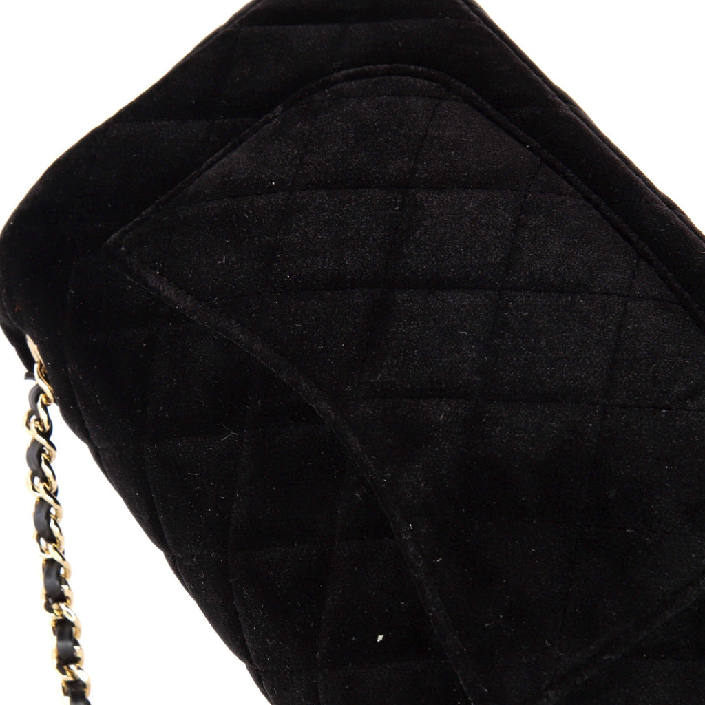 Pearl Crush Flap Bag Quilted Velvet with Crystal Detail Mini