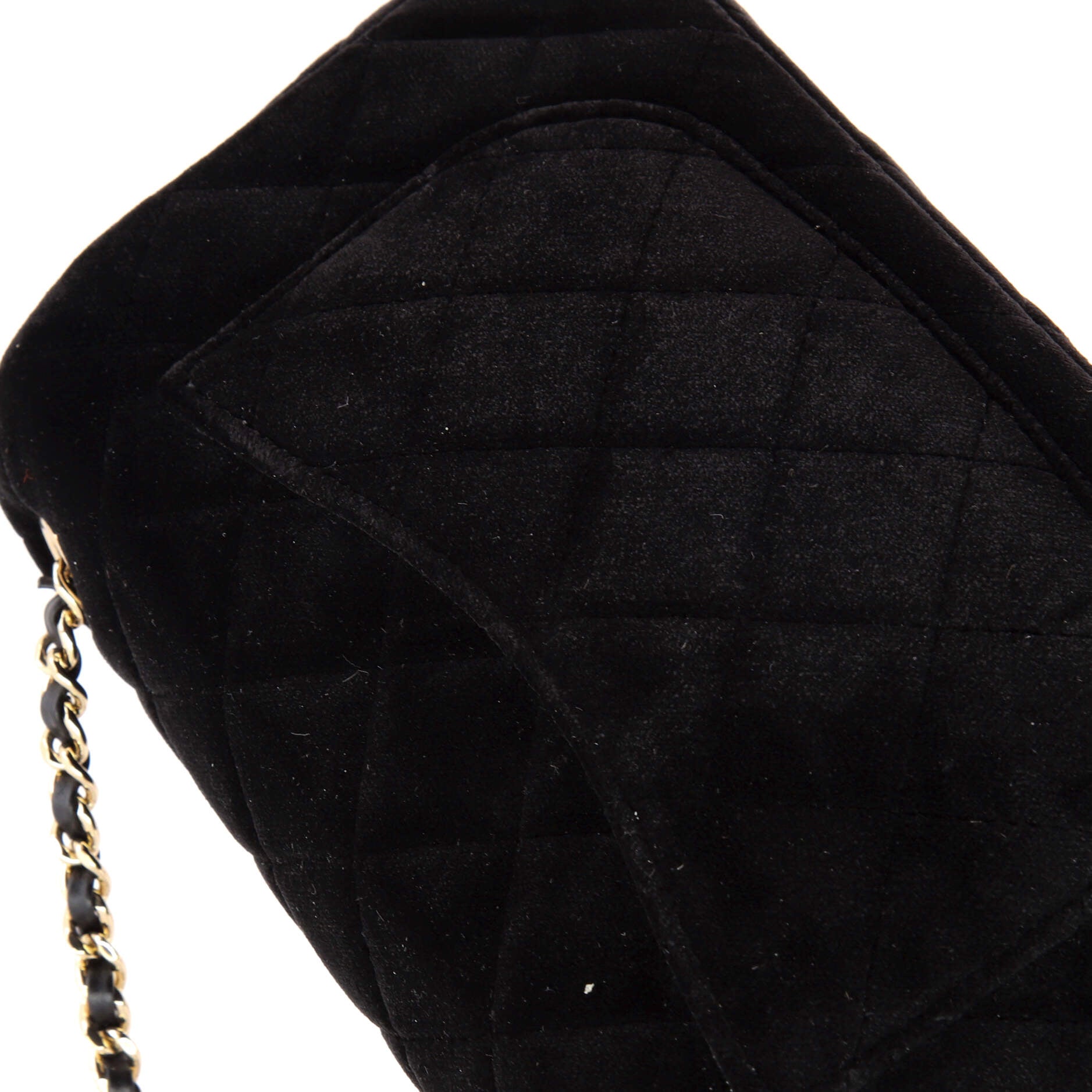 Pearl Crush Flap Bag Quilted Velvet with Crystal Detail Mini