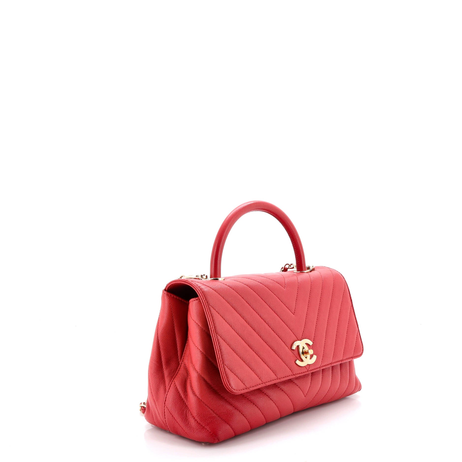 Coco Top Handle Bag Chevron Caviar Small