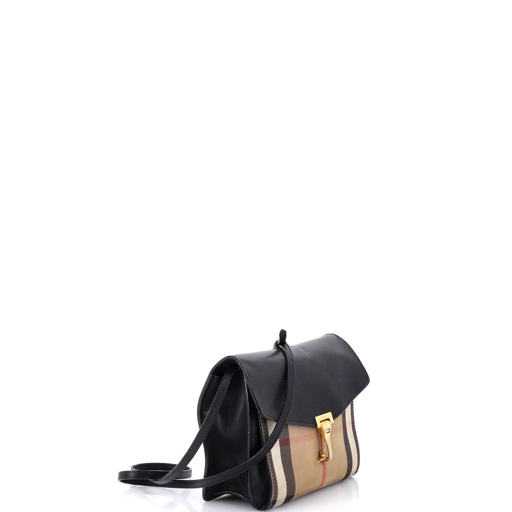 Macken Crossbody Bag Leather and House Check Canvas Small