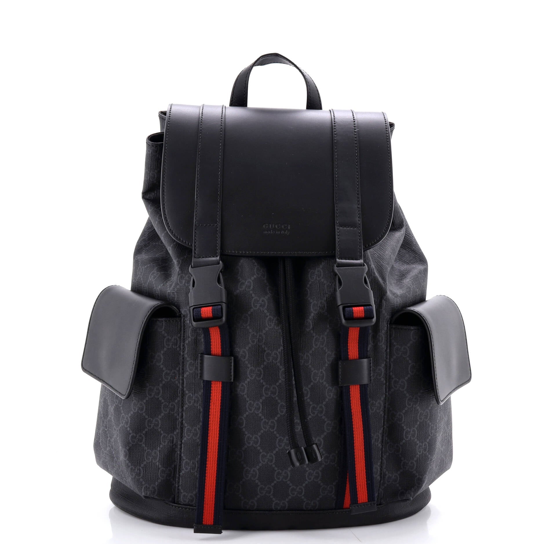 Double Pocket Buckle Backpack GG Coated Canvas Large