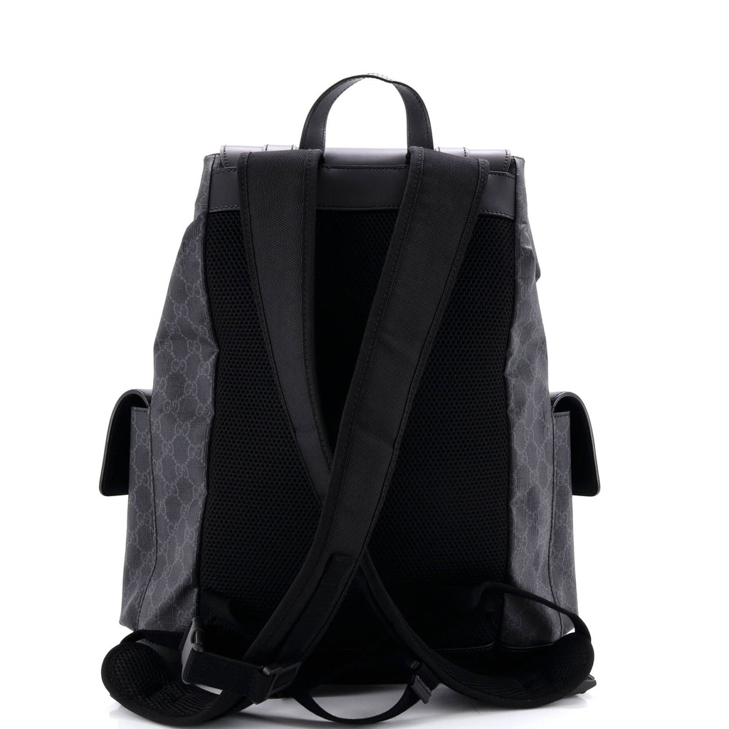 Double Pocket Buckle Backpack GG Coated Canvas Large