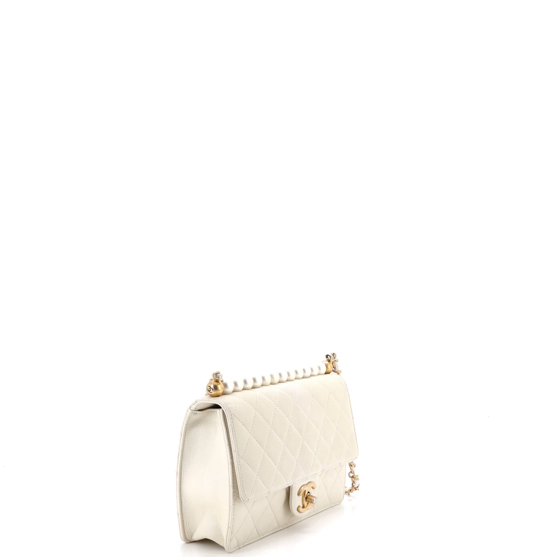 Chic Pearls Flap Bag Quilted Lambskin Small