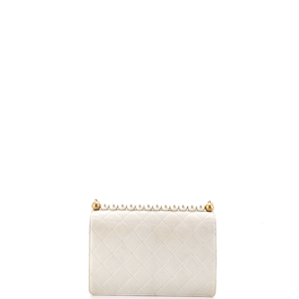 Chic Pearls Flap Bag Quilted Lambskin Small