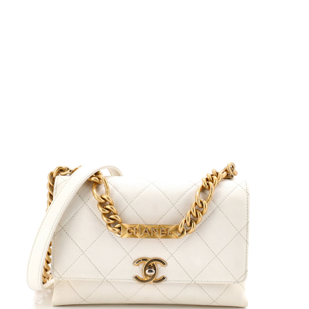 Bracelet On Chain Flap Bag Quilted Caviar Mini
