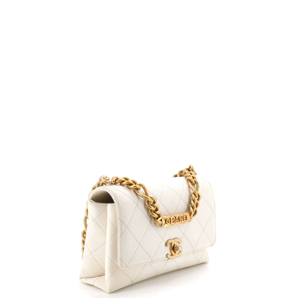 Bracelet On Chain Flap Bag Quilted Caviar Mini