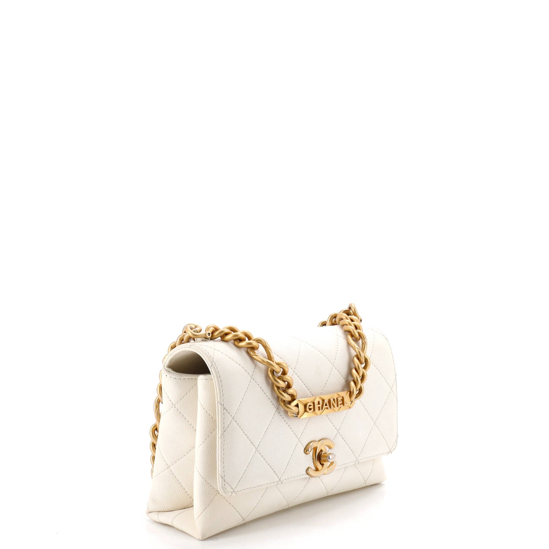 Bracelet On Chain Flap Bag Quilted Caviar Mini