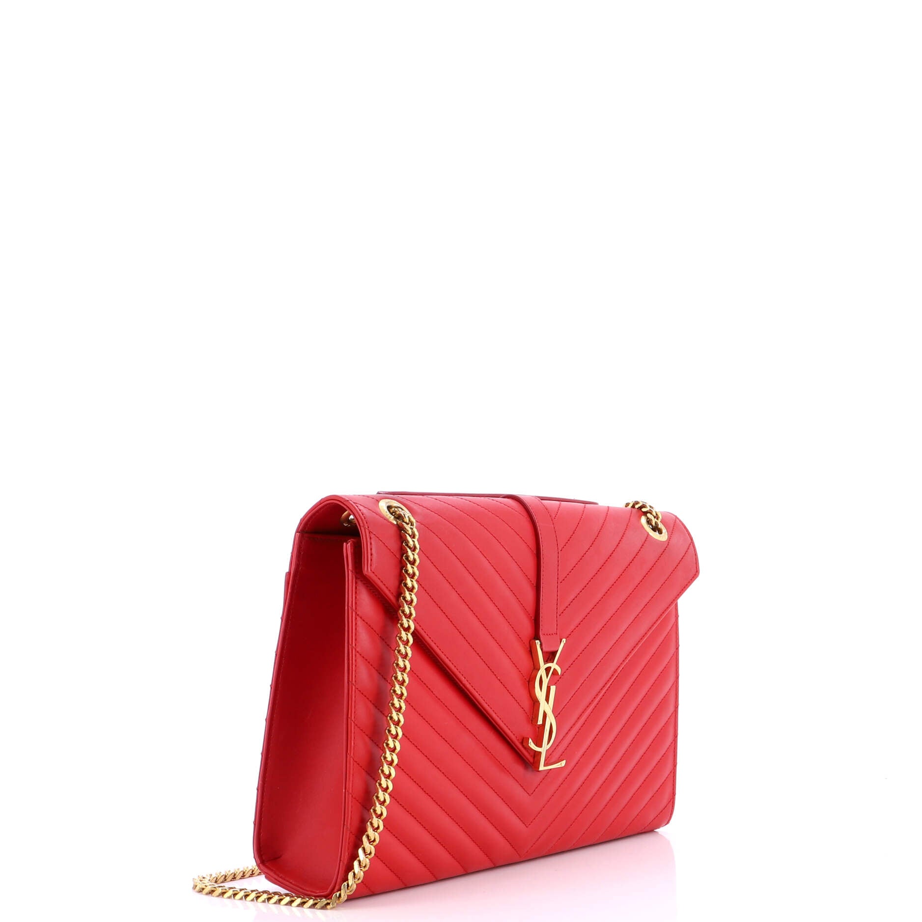 Classic Monogram Envelope Satchel Matelasse Chevron Leather Large