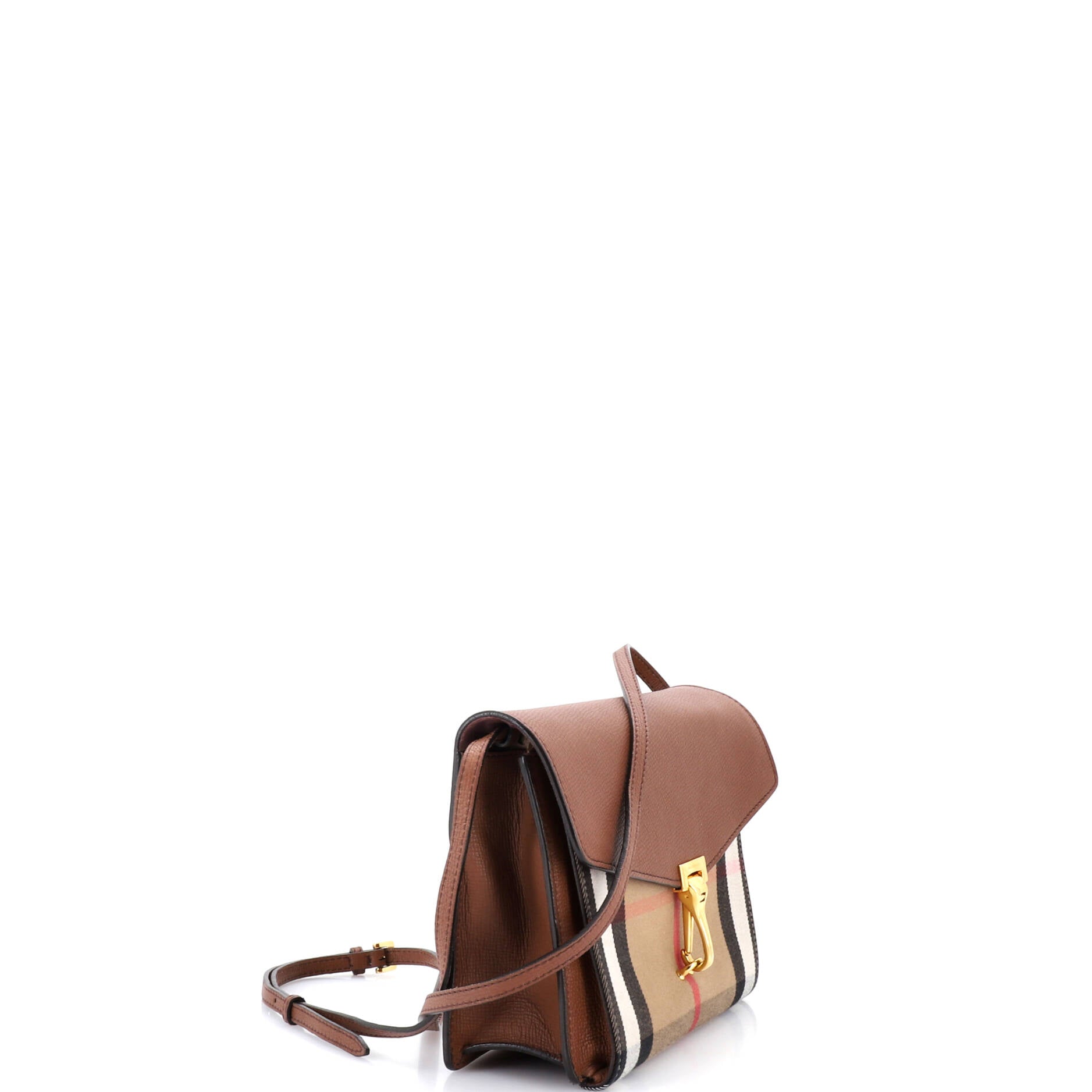 Macken Crossbody Bag Leather and House Check Canvas Small