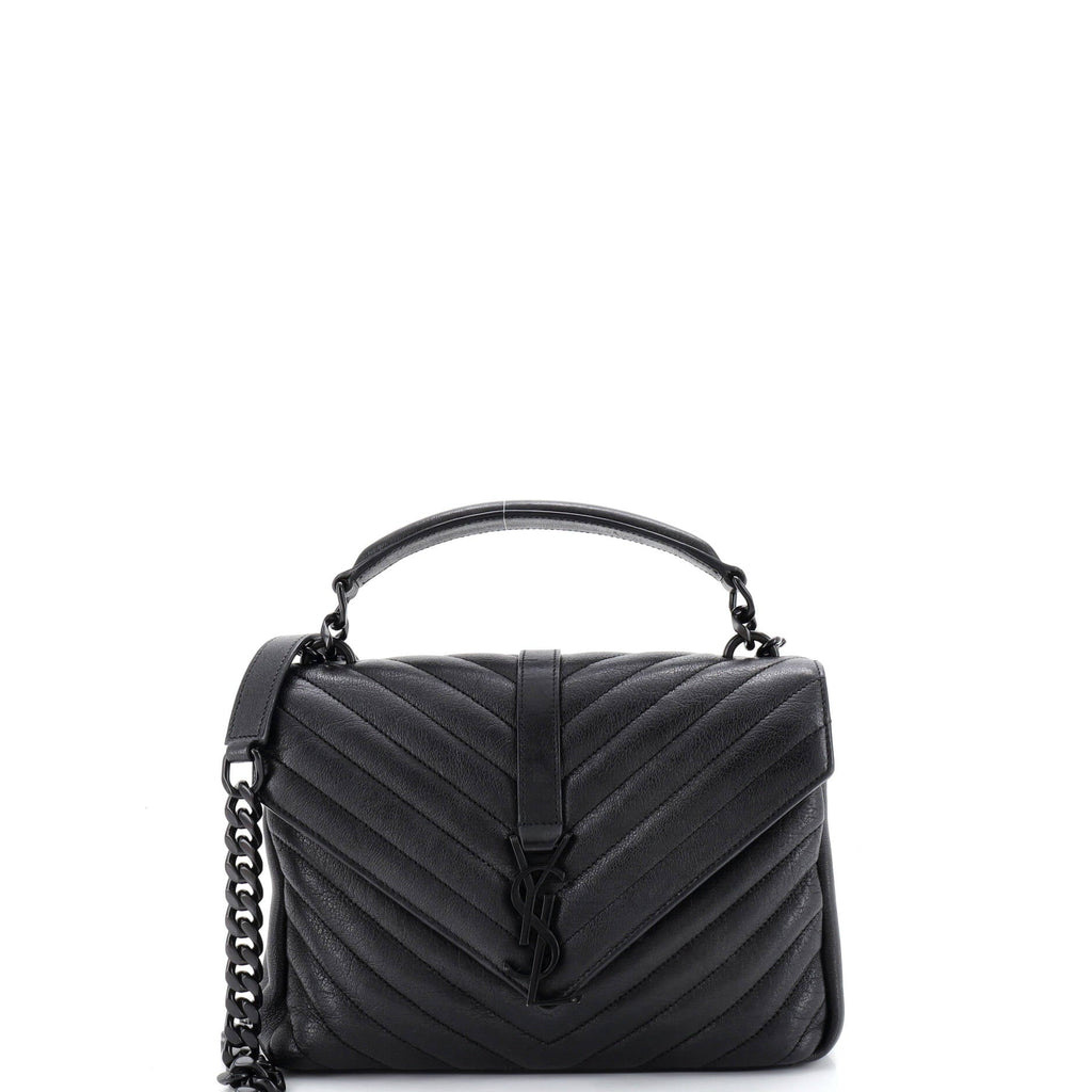 Classic Monogram College Bag Matelasse Chevron Leather Medium