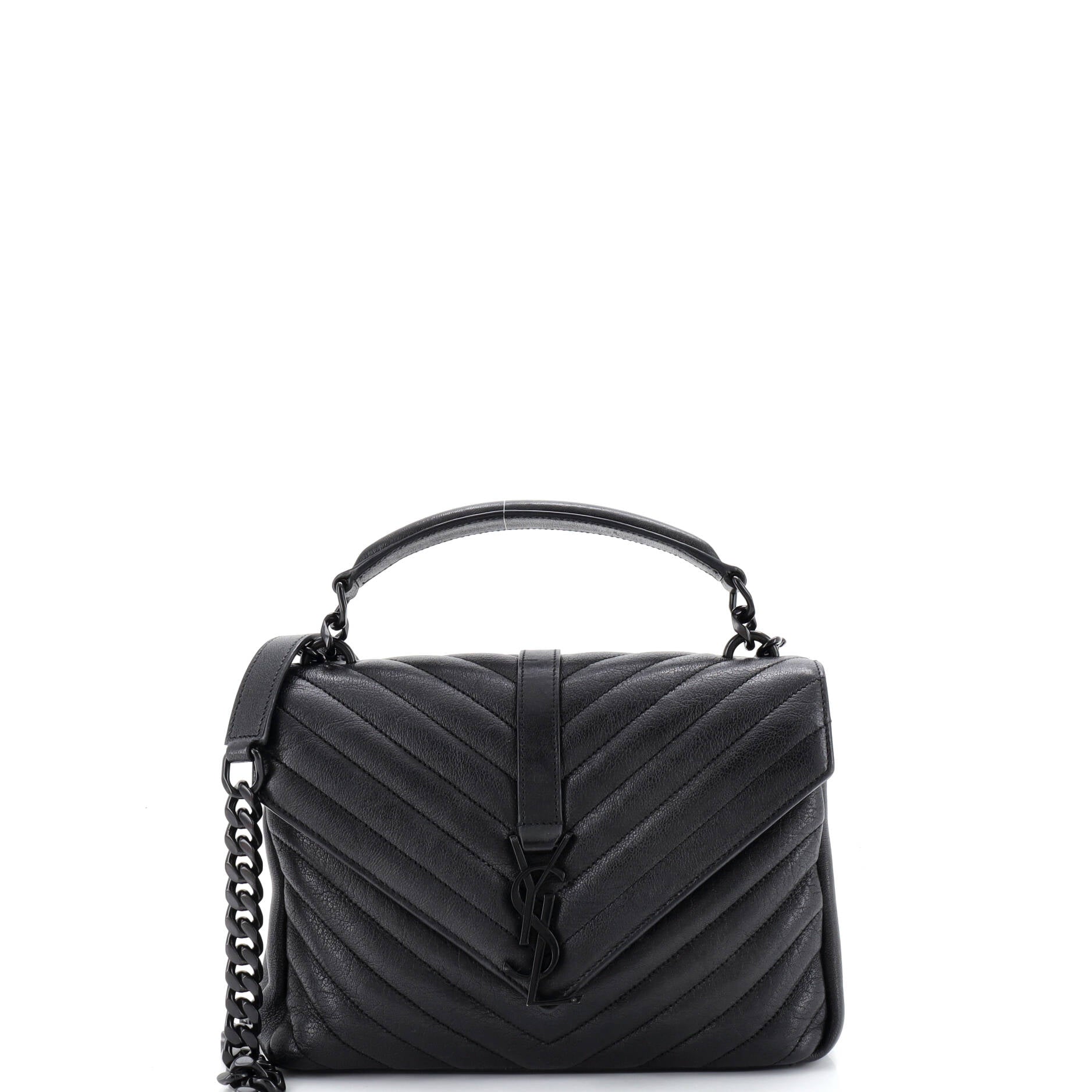 Classic Monogram College Bag Matelasse Chevron Leather Medium