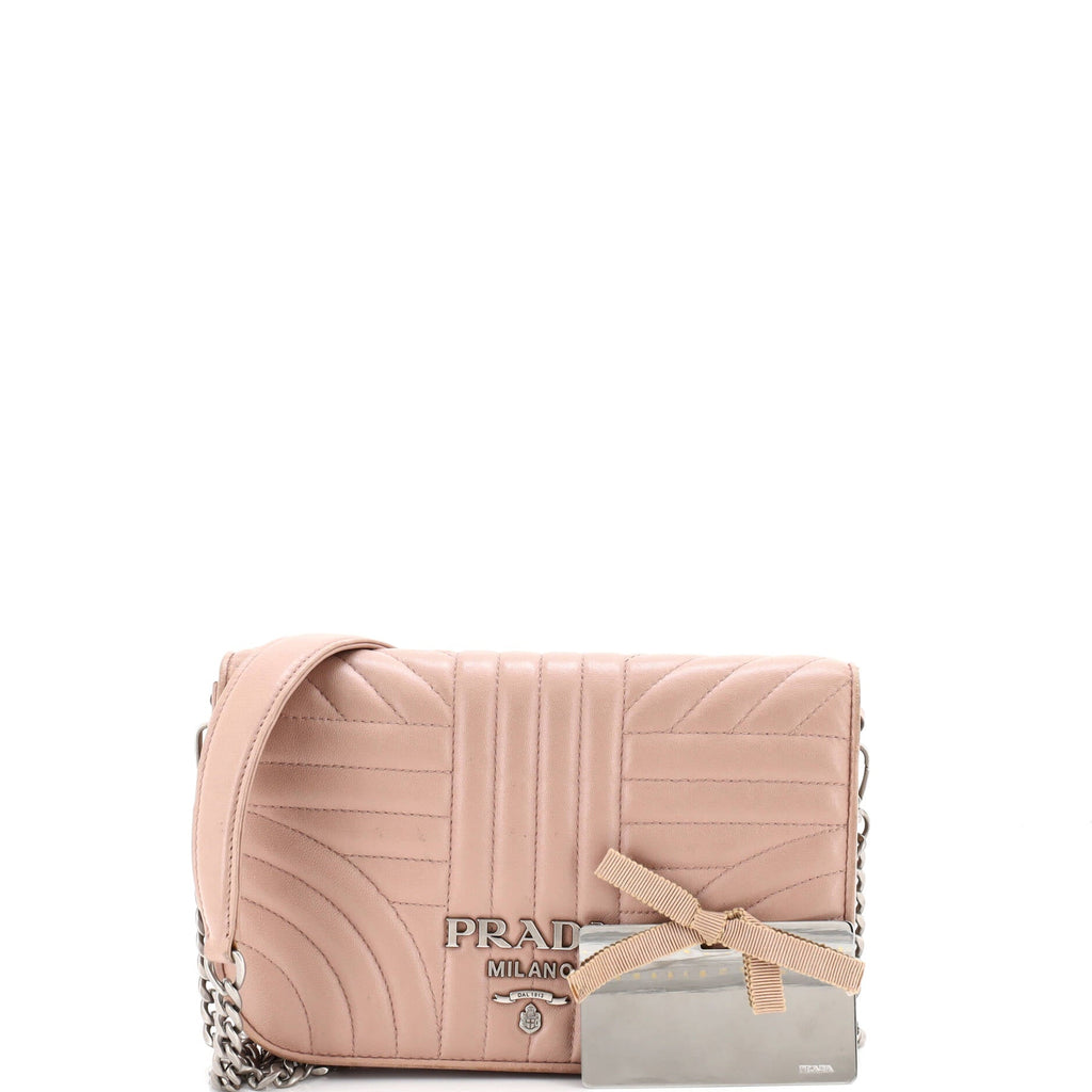 Chain Flap Crossbody Bag Diagramme Quilted Leather Small