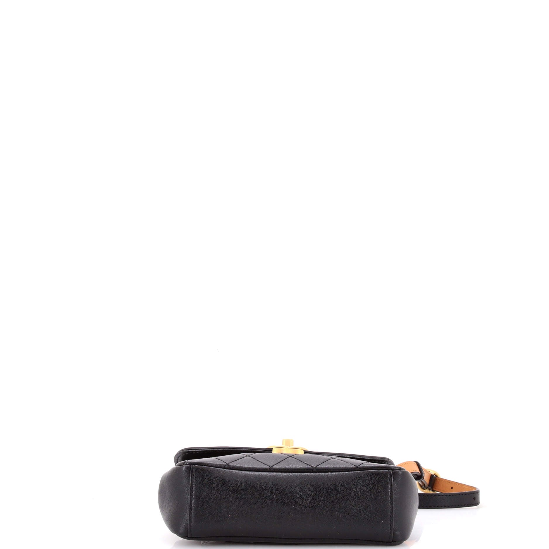 Curved Flap Bag Quilted Lambskin Small