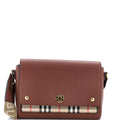 Note Crossbody Bag Leather with Vintage Check Canvas Medium