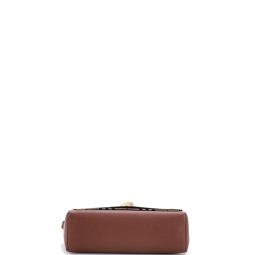 Note Crossbody Bag Leather with Vintage Check Canvas Medium