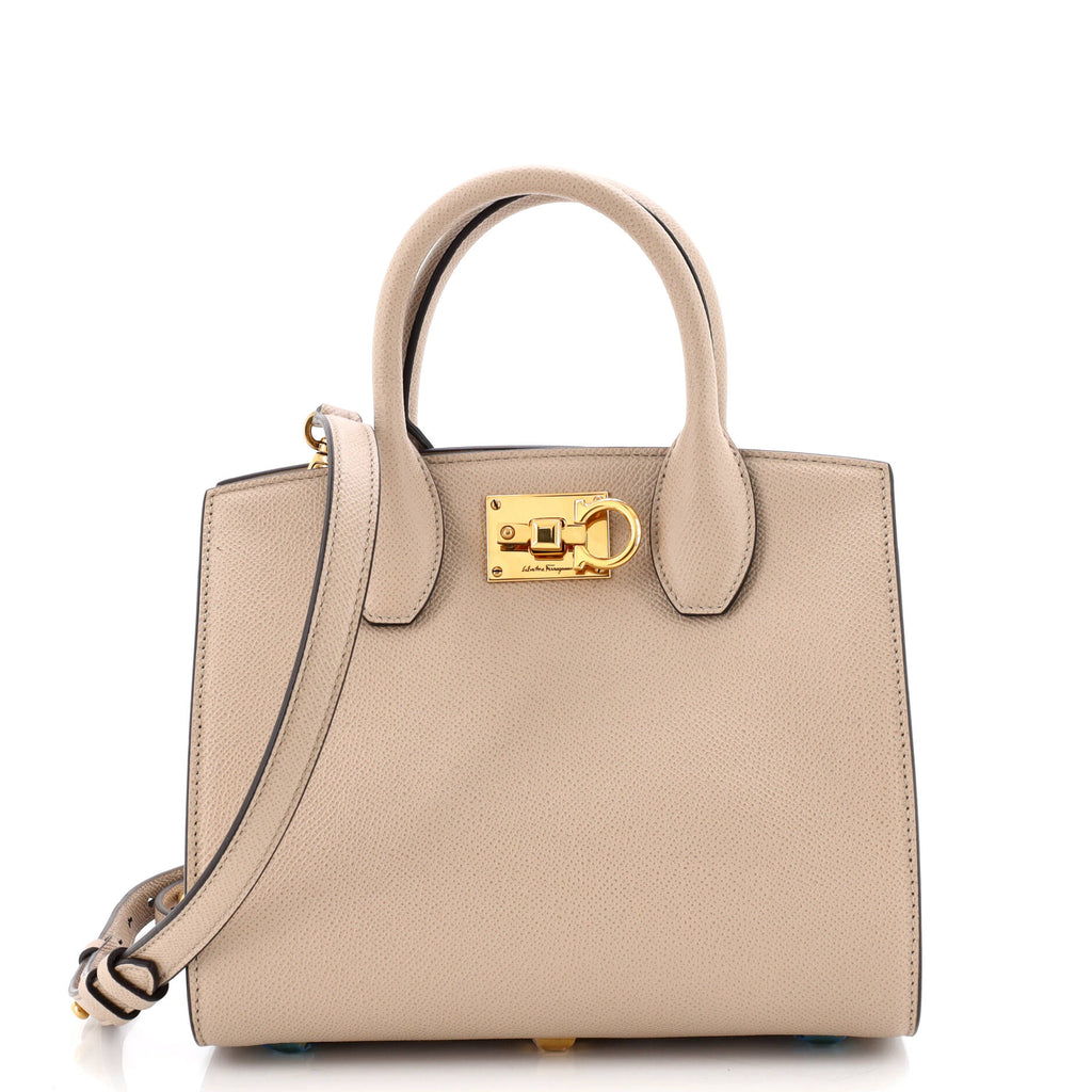 Studio Top Handle Box Bag Leather Small