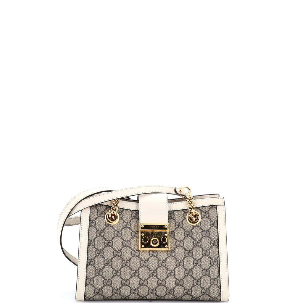 Padlock Chain Tote GG Coated Canvas with Leather Small