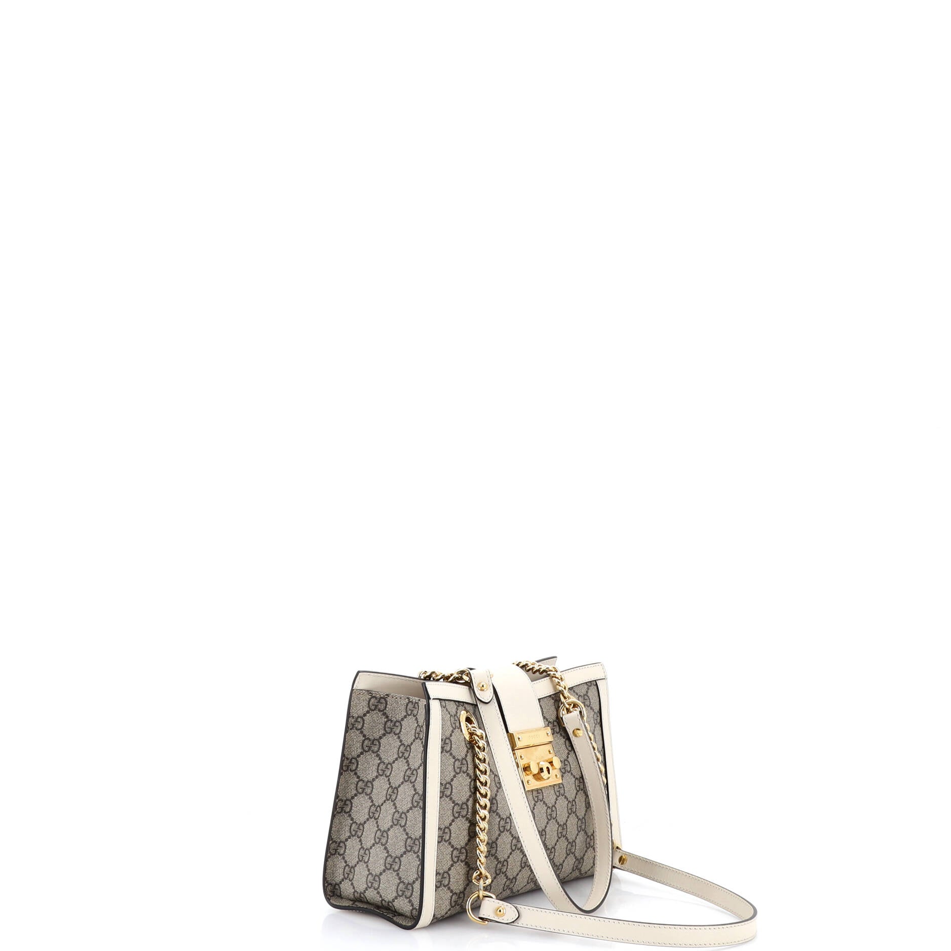 Padlock Chain Tote GG Coated Canvas with Leather Small