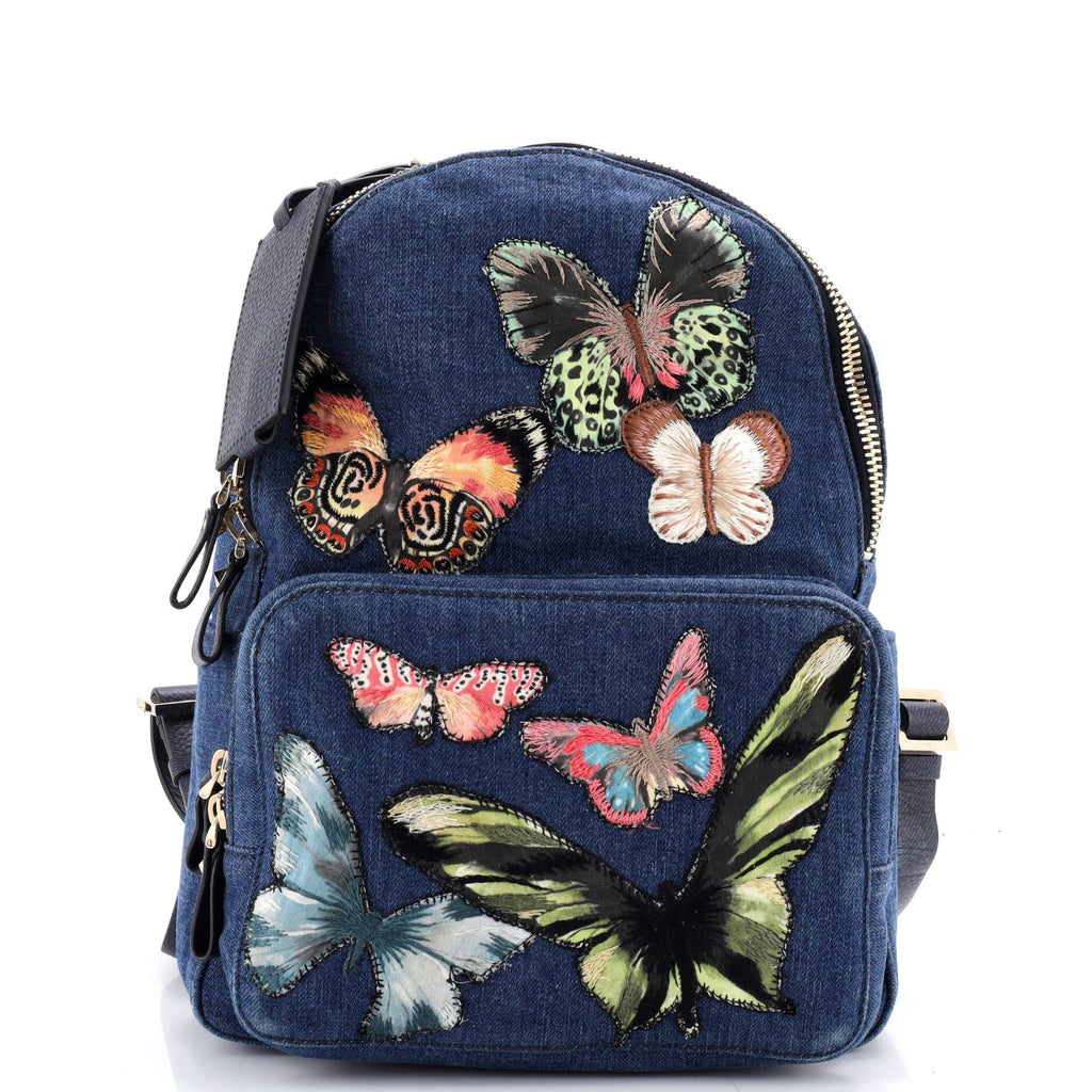 Backpack Denim with Butterfly Applique Medium