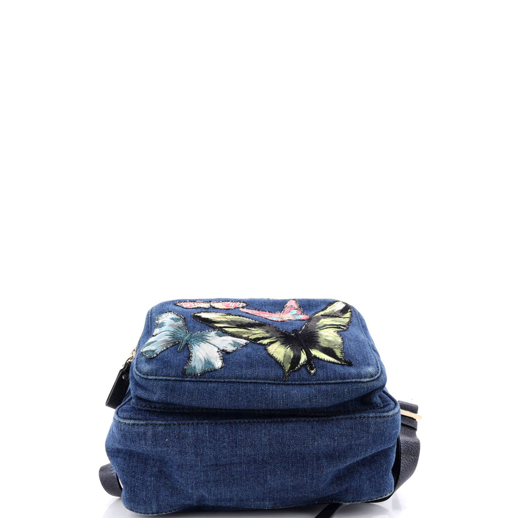 Backpack Denim with Butterfly Applique Medium