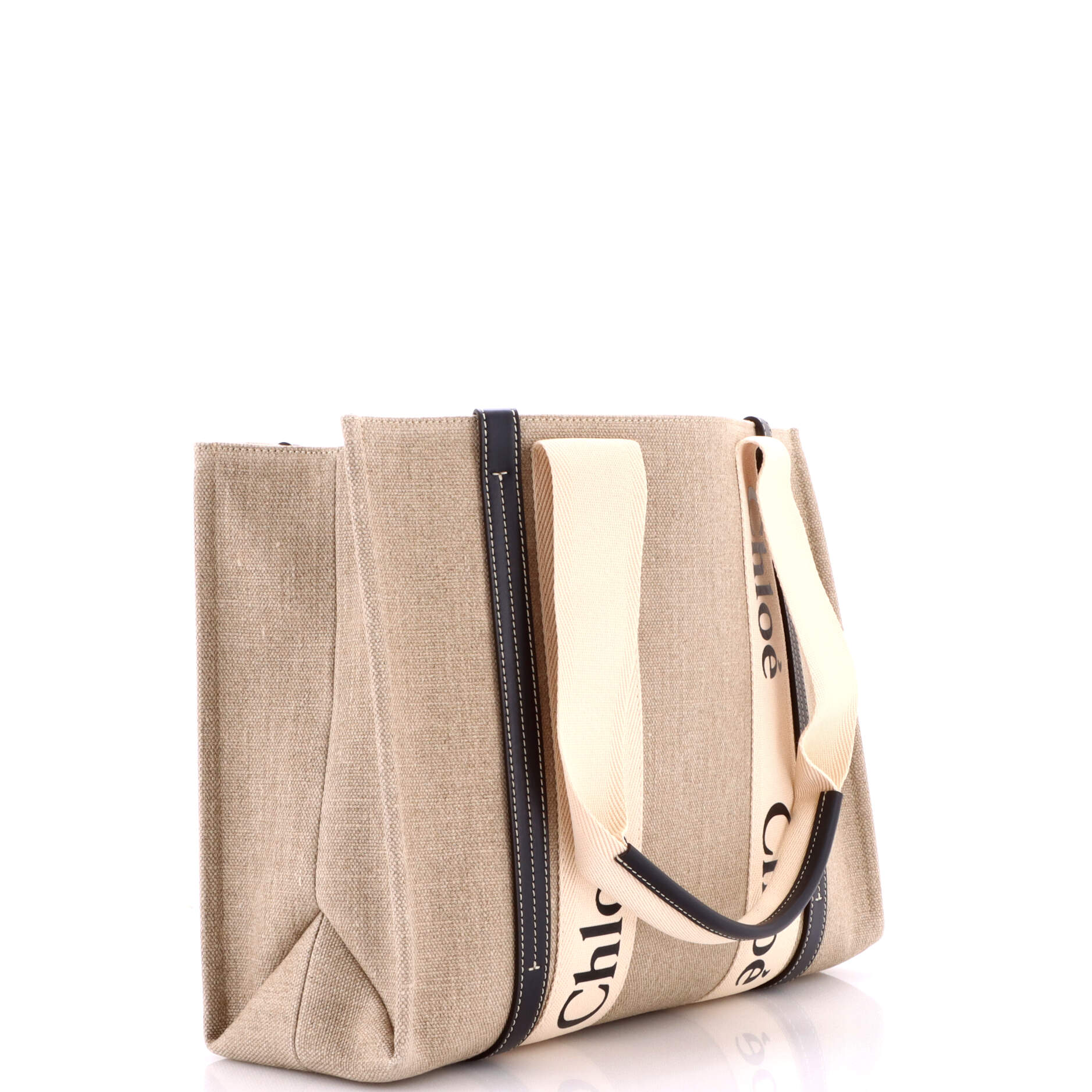 Woody Tote Canvas with Leather Medium