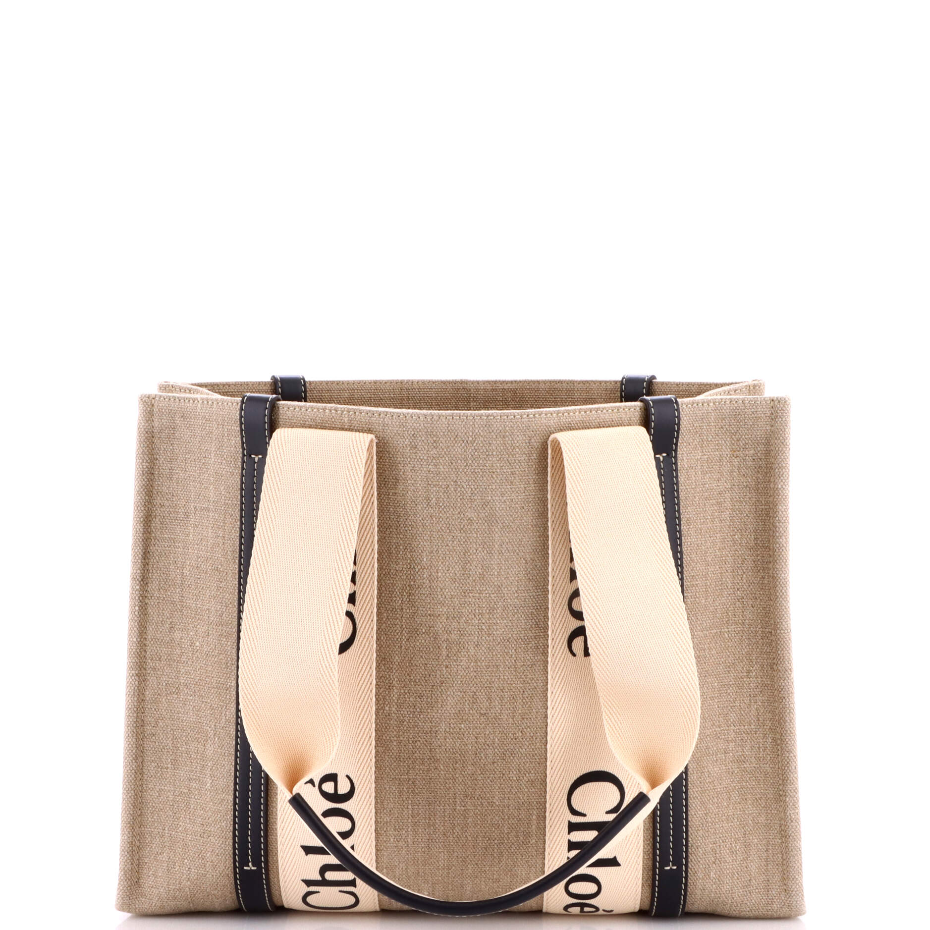 Woody Tote Canvas with Leather Medium