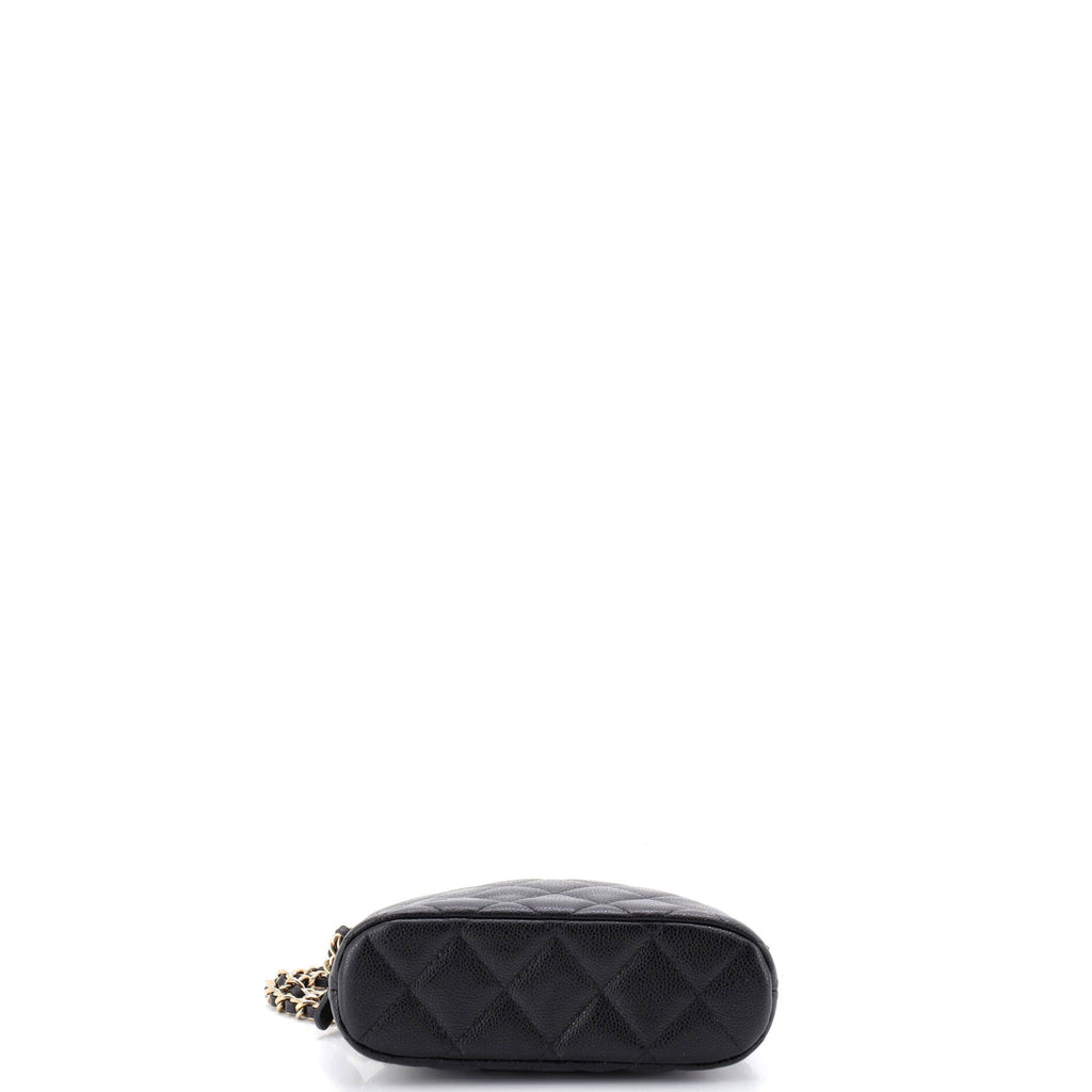 CC Dome Zip Clutch with Chain Quilted Caviar Mini