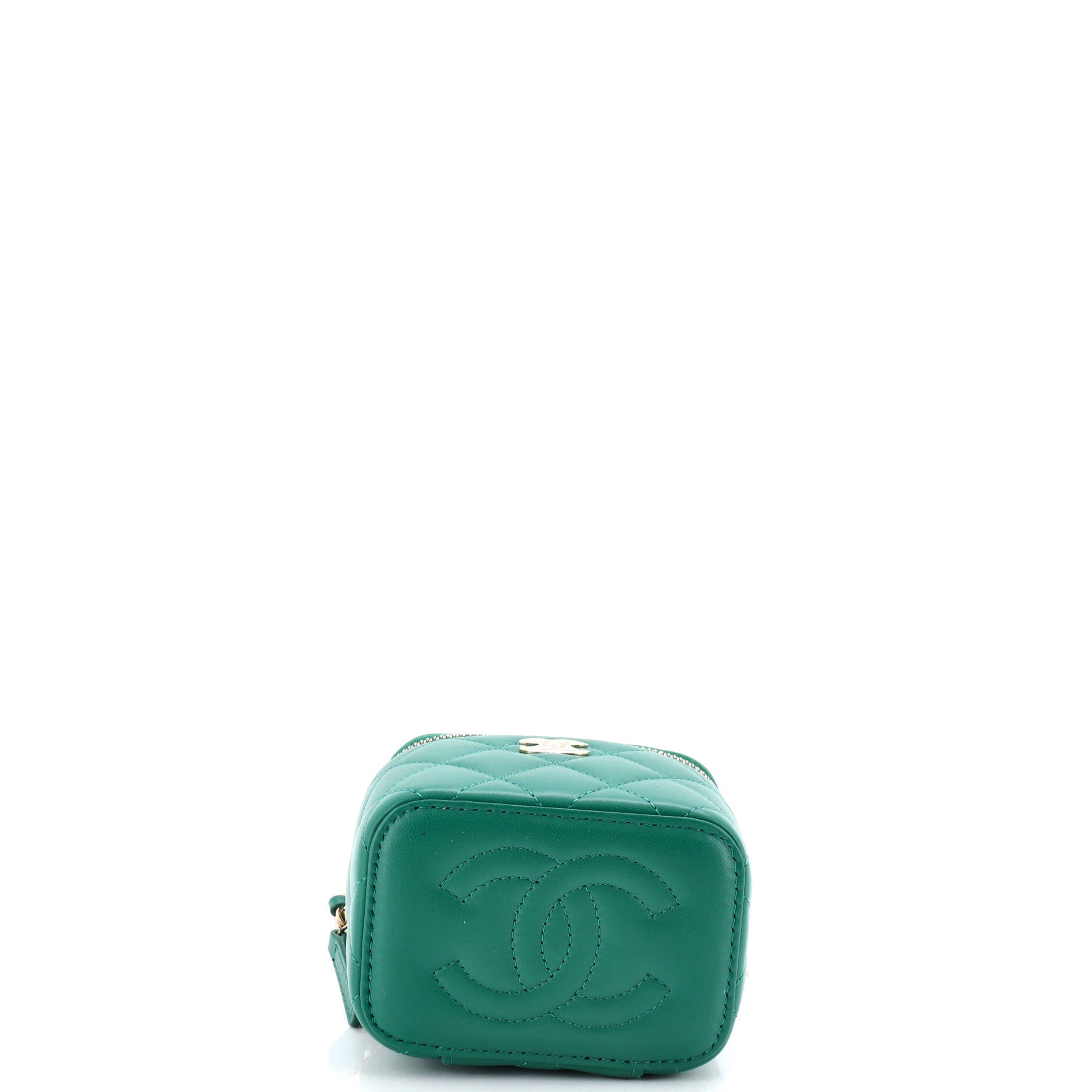 Classic Top Handle Vanity Case with Chain Quilted Lambskin Mini