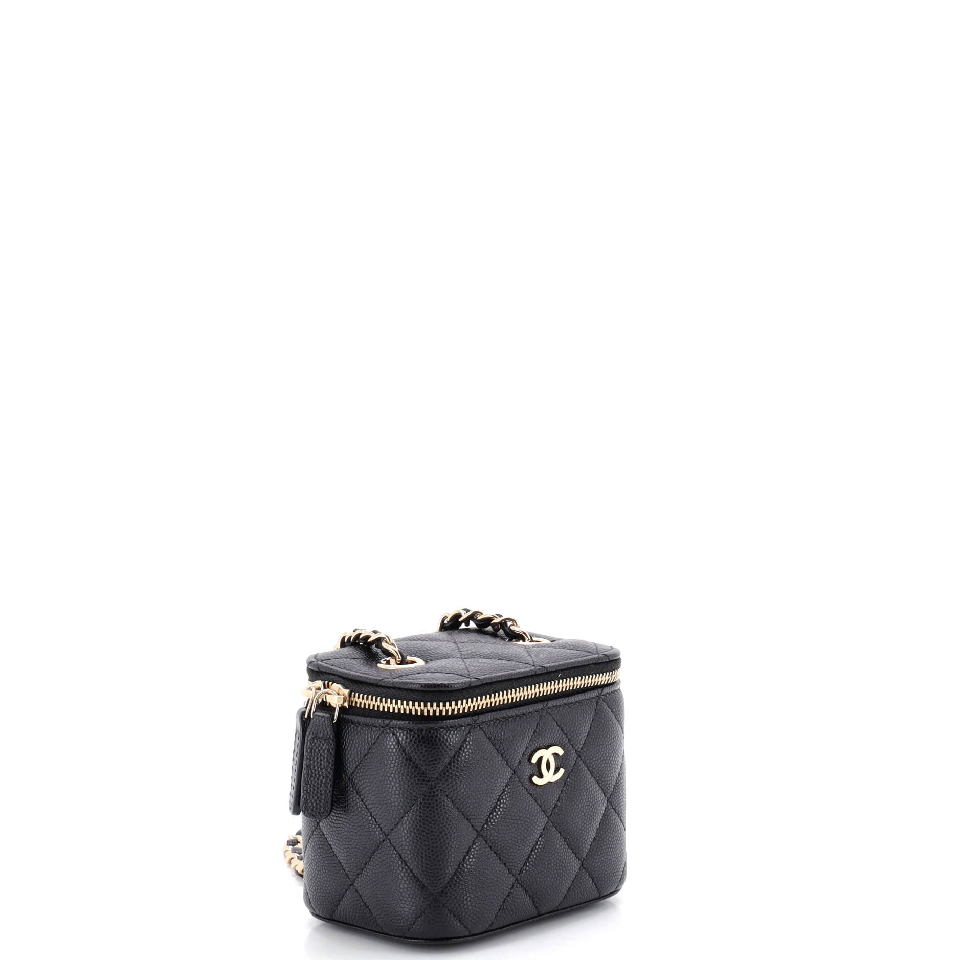 Classic Vanity Case with Chain Quilted Caviar Mini