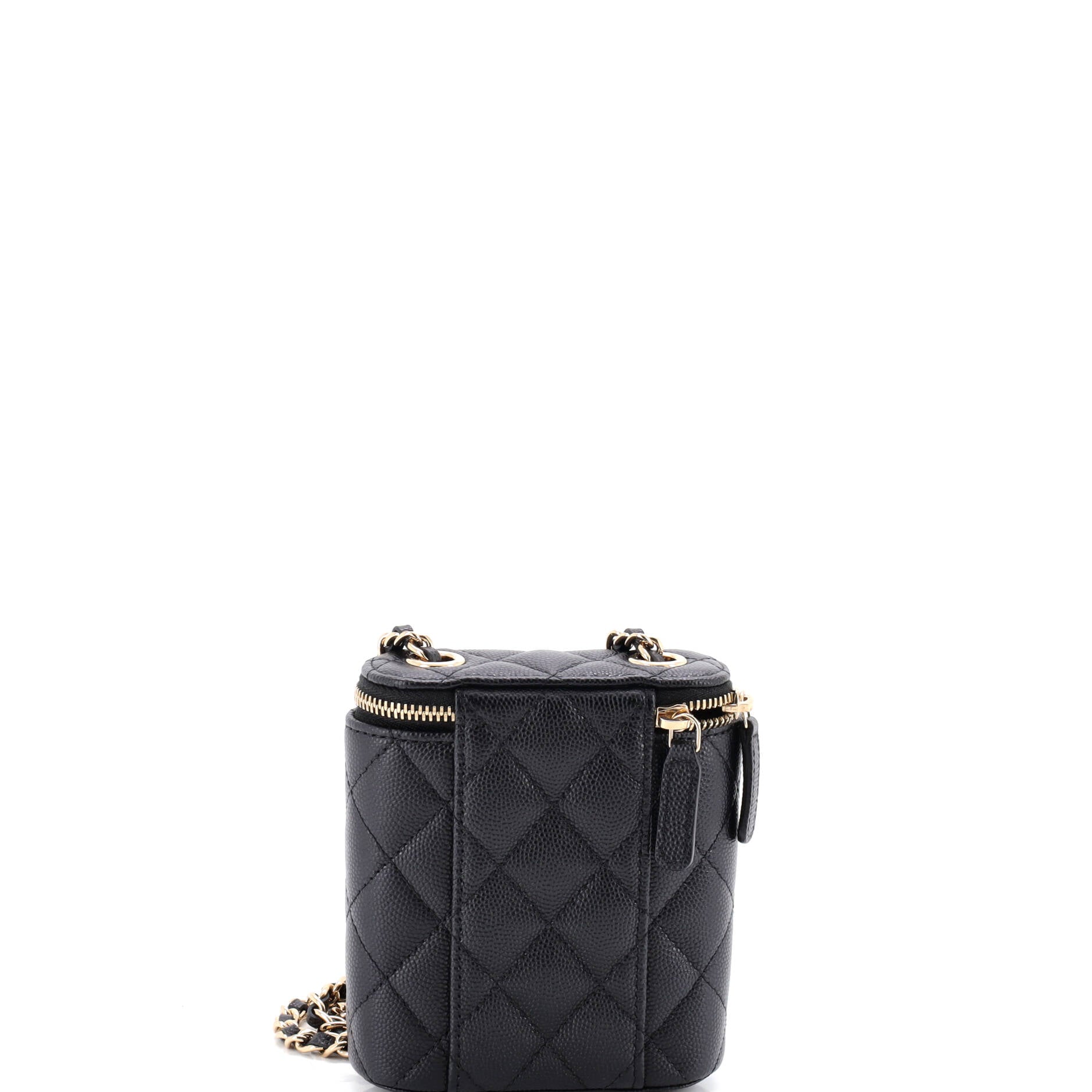 Vertical Classic Vanity Case with Chain Quilted Caviar Mini