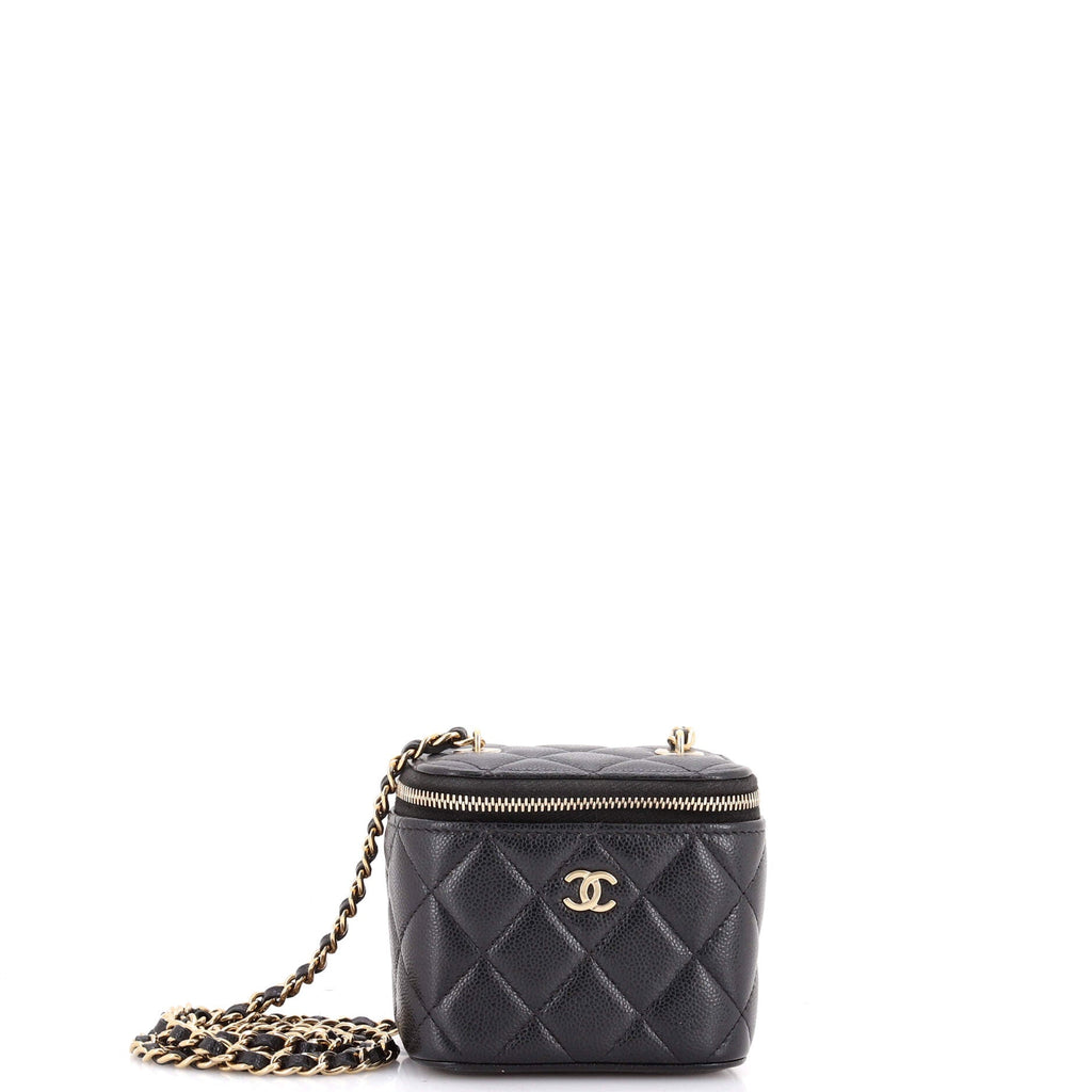 Classic Vanity Case with Chain Quilted Caviar Mini