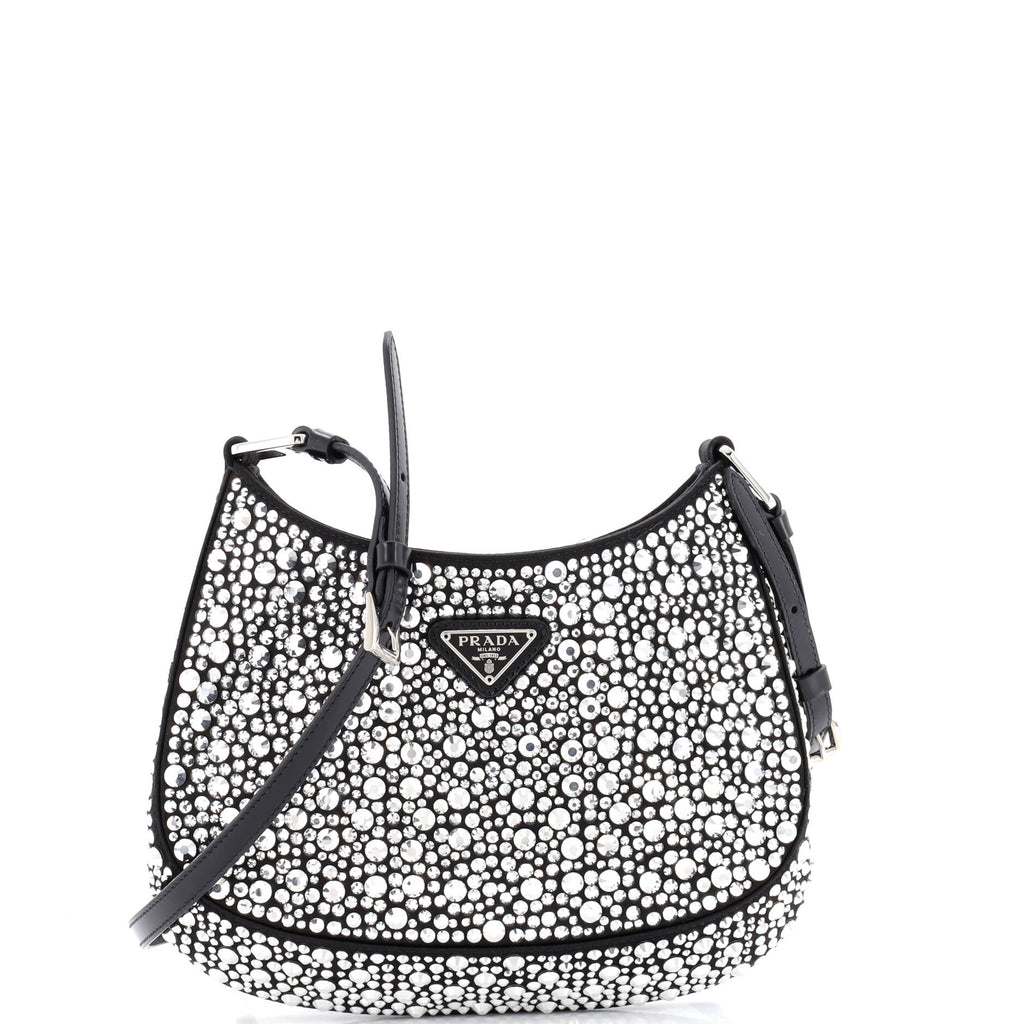 Cleo Shoulder Bag Crystal Embellished Satin Small
