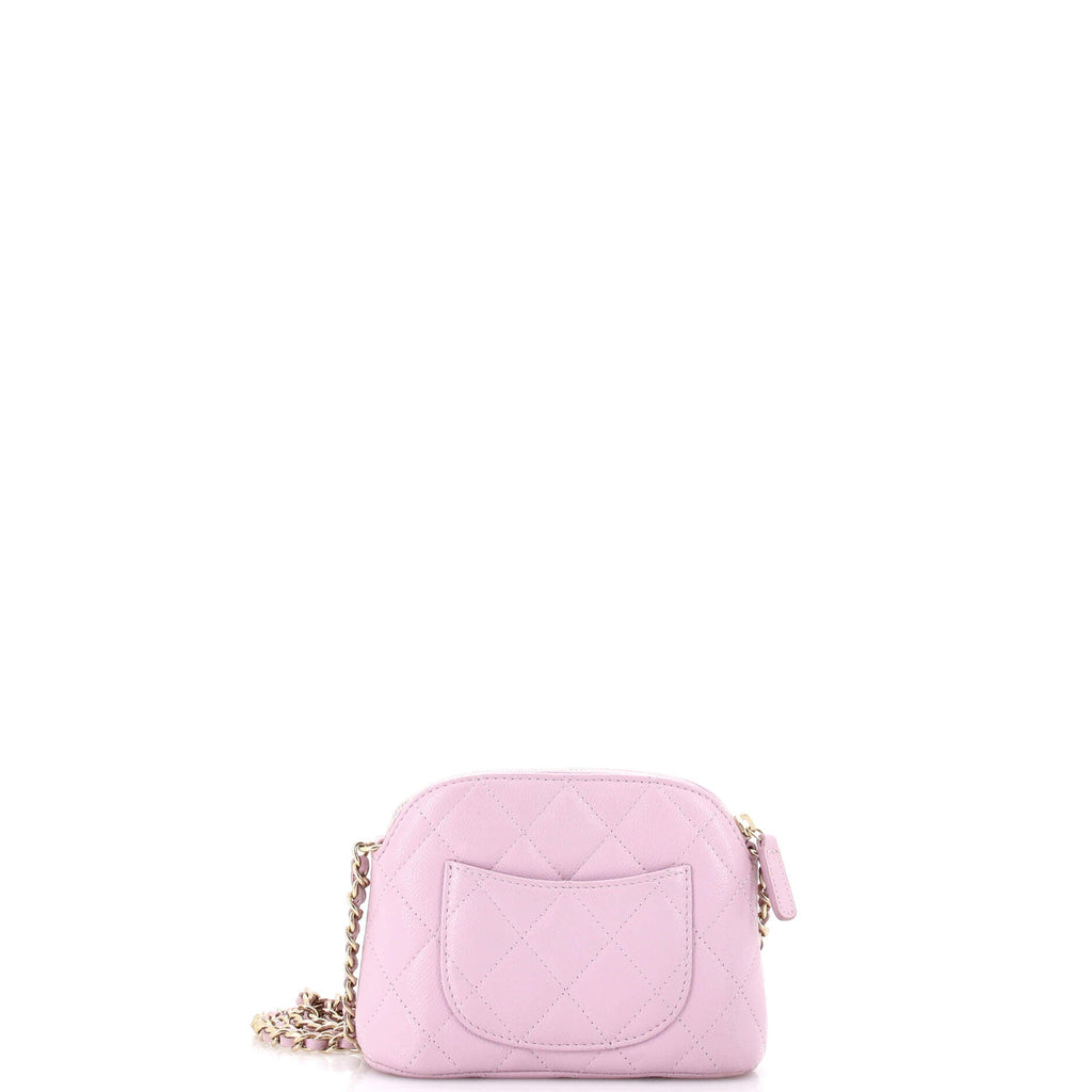 CC Dome Zip Clutch with Chain Quilted Caviar Mini
